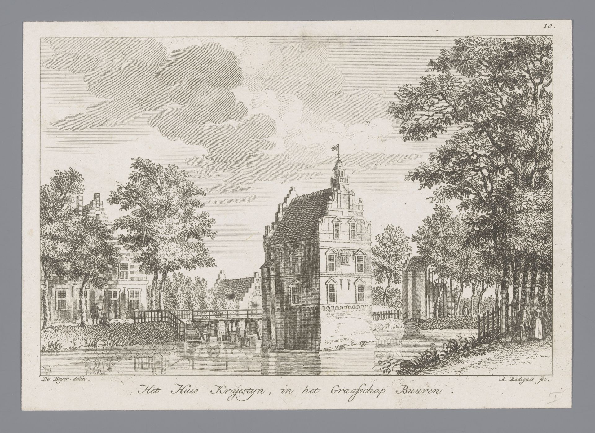 Gezicht op Huis Crayestein in Tricht by Antoine Radigues