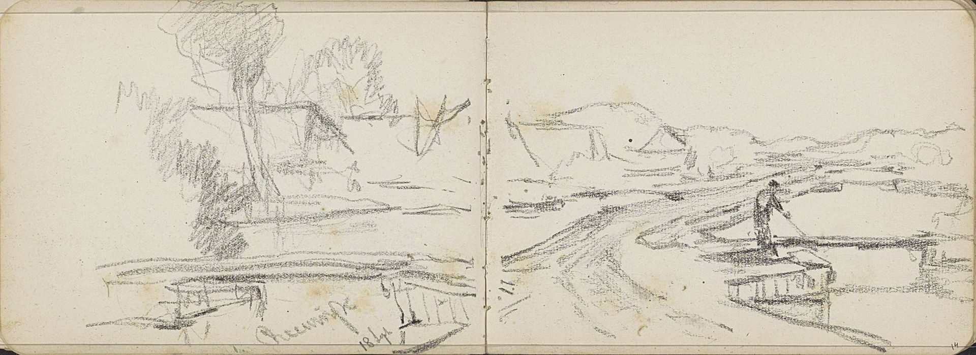 Man op een dijk bij Reeuwijk by Willem Cornelis Rip