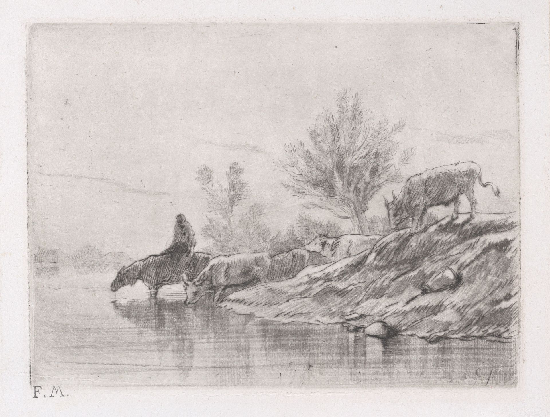 Landscape with Horses by Charles Jacque
