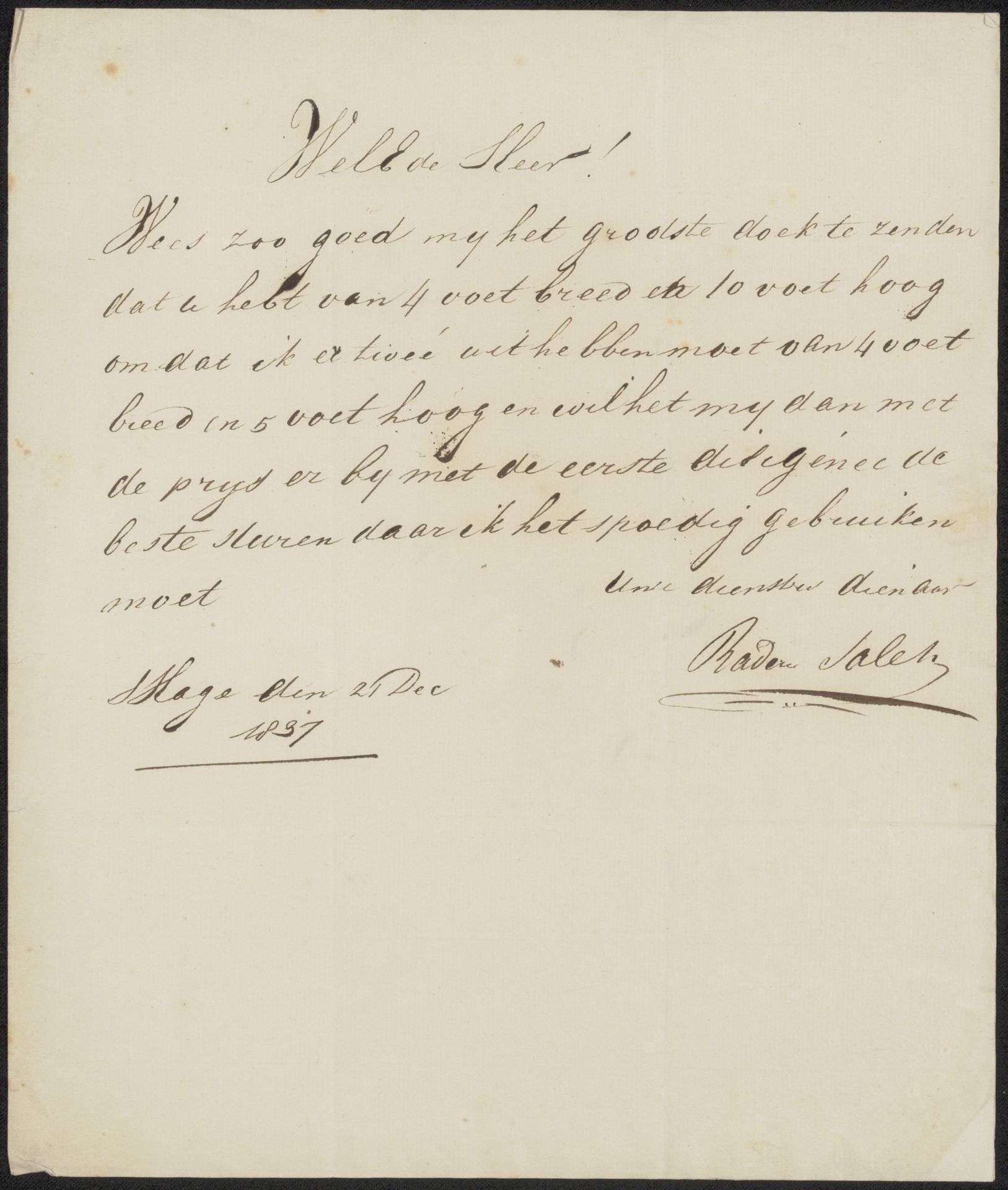 Brief aan Christiaan Immerzeel by Raden Saleh