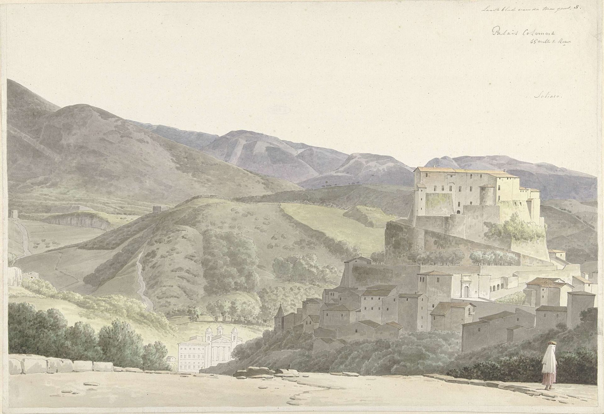 Italiaans landschap bij Subiaco by Josephus Augustus Knip