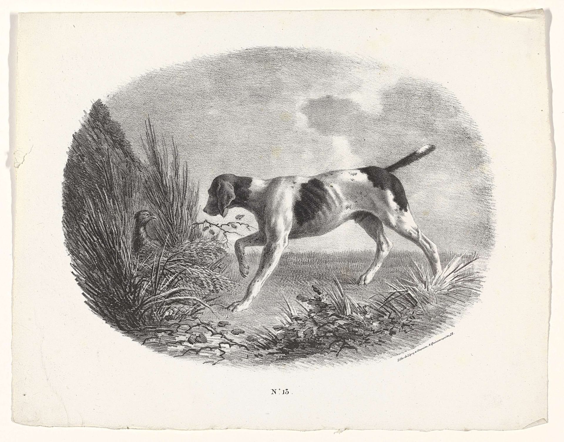 Jachthond en fazant by Carle Vernet