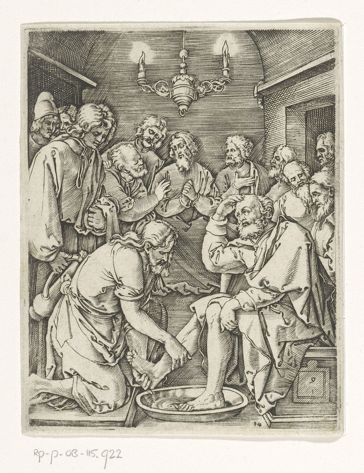 Voetwassing van Petrus by Marcantonio Raimondi