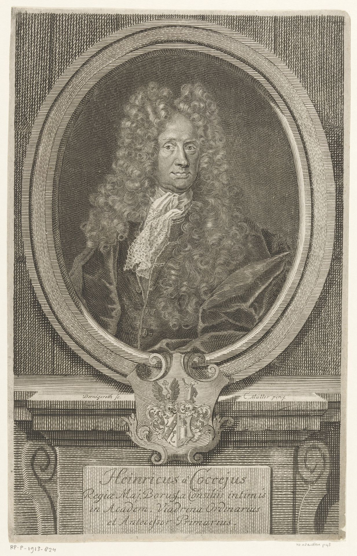 Portret van Heinrich Cocceji by Martin Bernigeroth