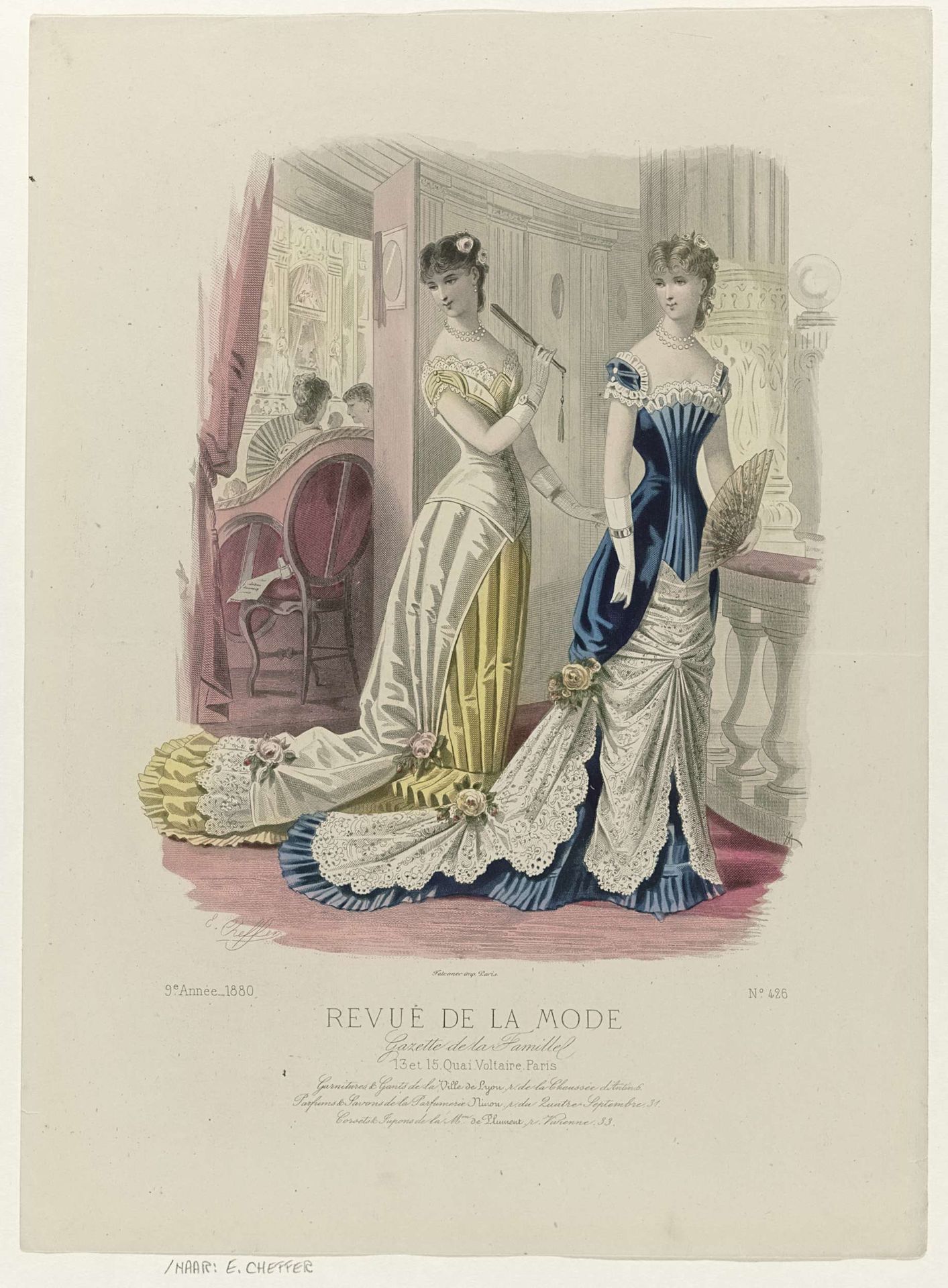 Revue de la Mode, Gazette de la Famille, dimanche 29 février 1880, 9e année, No. 426: Garnitures & Gants de la Ville de Lyon.. by E. Cheffer