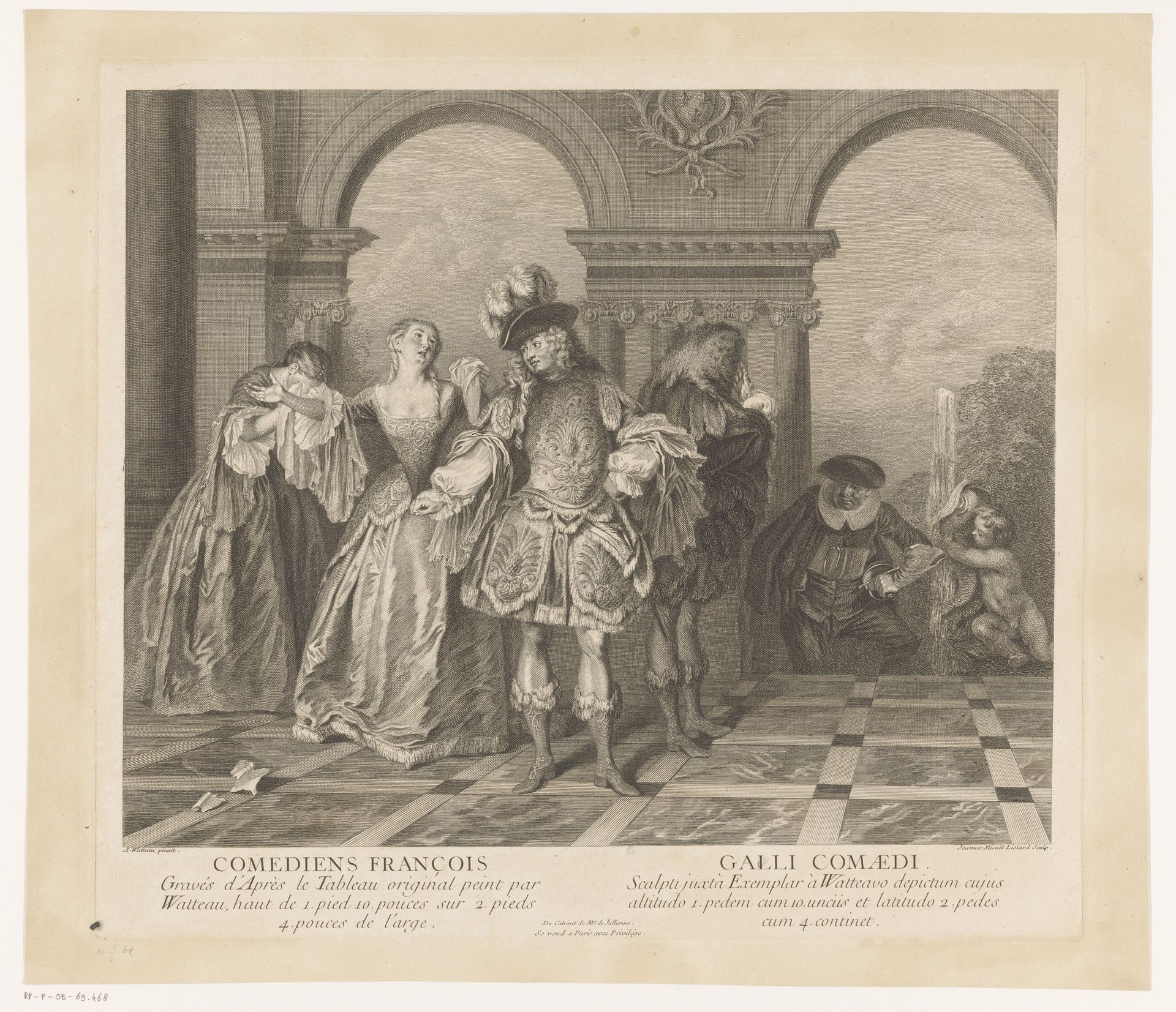 Groep acteurs op een podium by Jean Michel Liotard