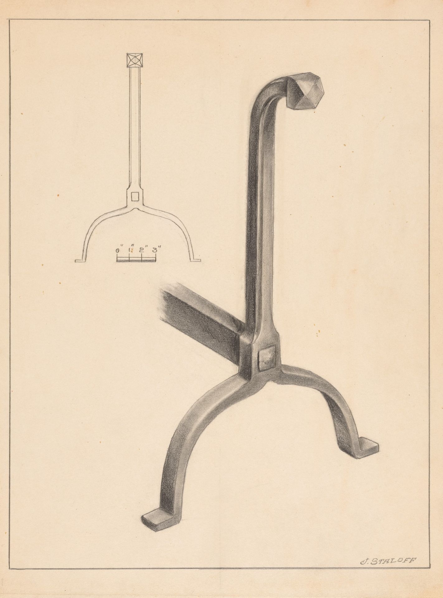 Andiron (one of pair) by Jack Staloff