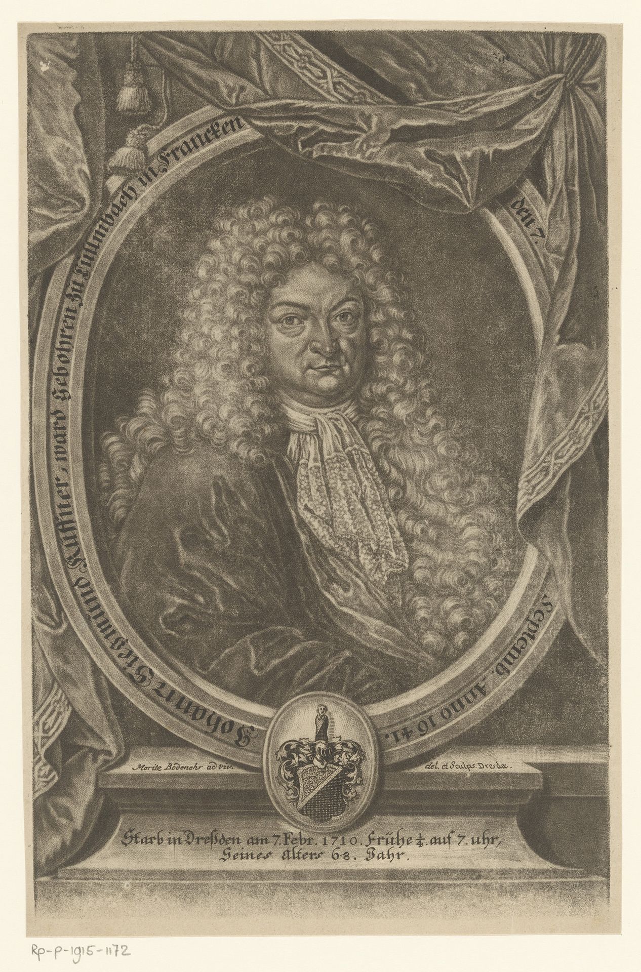 Portret van Johann Sigismund Küffner by Moritz Bodenehr