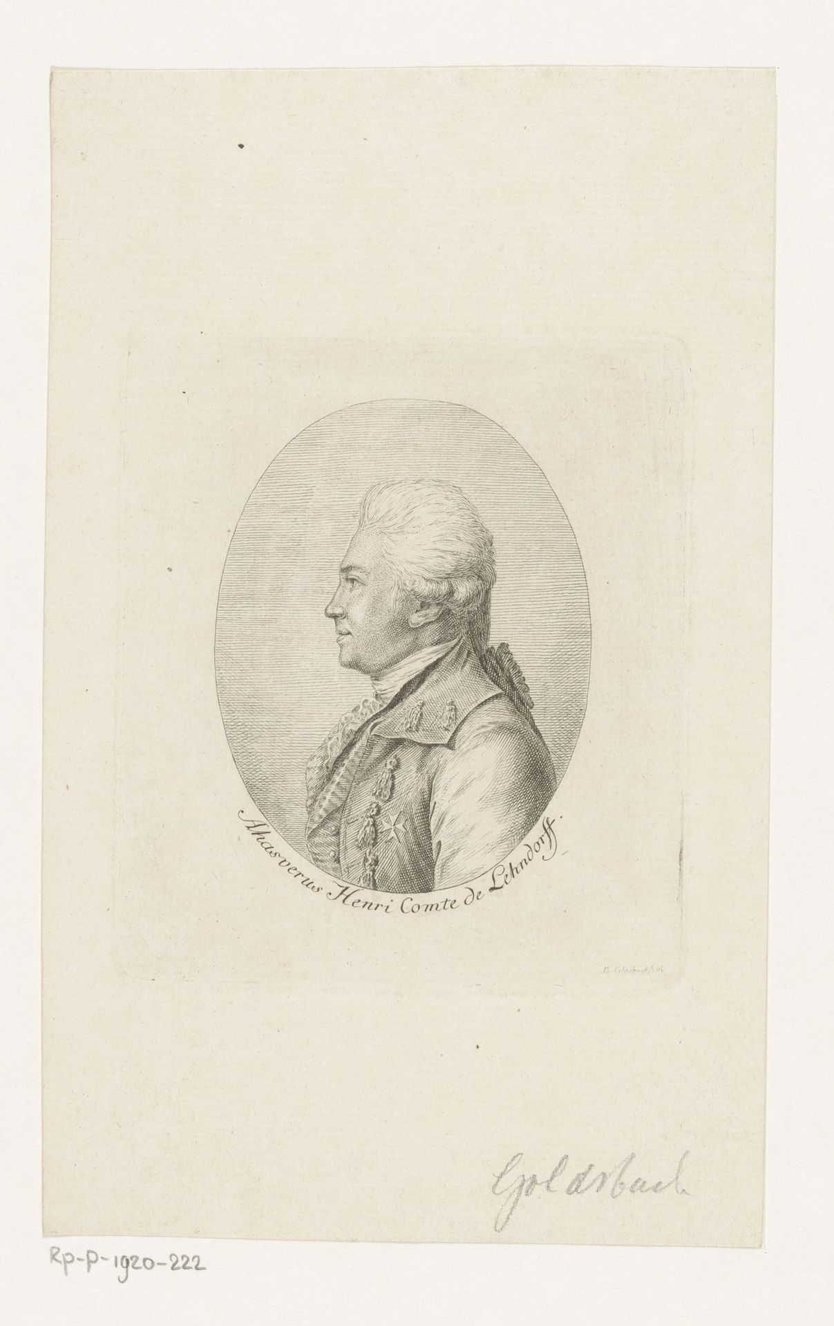 Portret van Ernst Ahasverus Heinrich von Lehndorff by Benjamin Glassbach