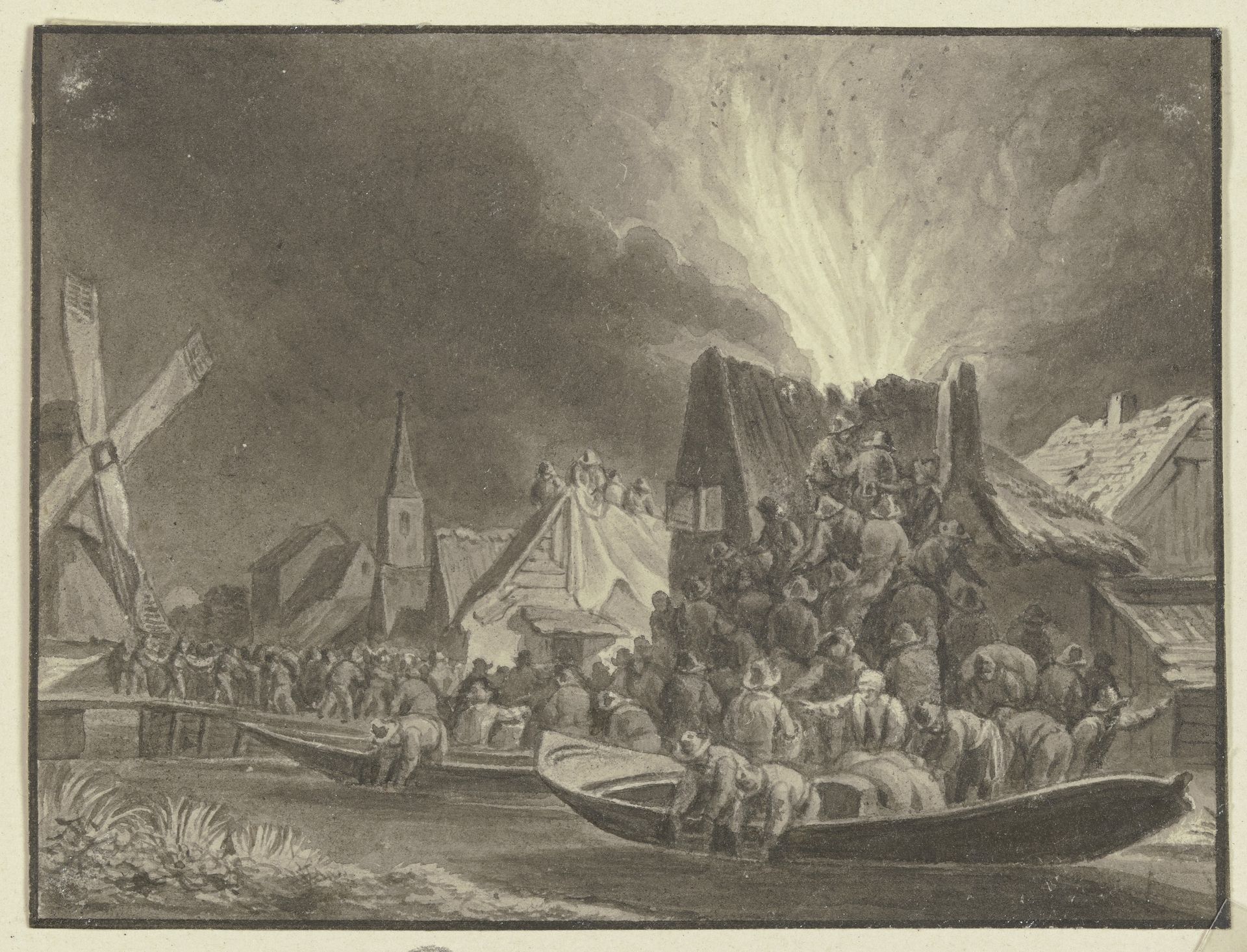 Brand in einem holländischen Dorf by Johann Friedrich Morgenstern