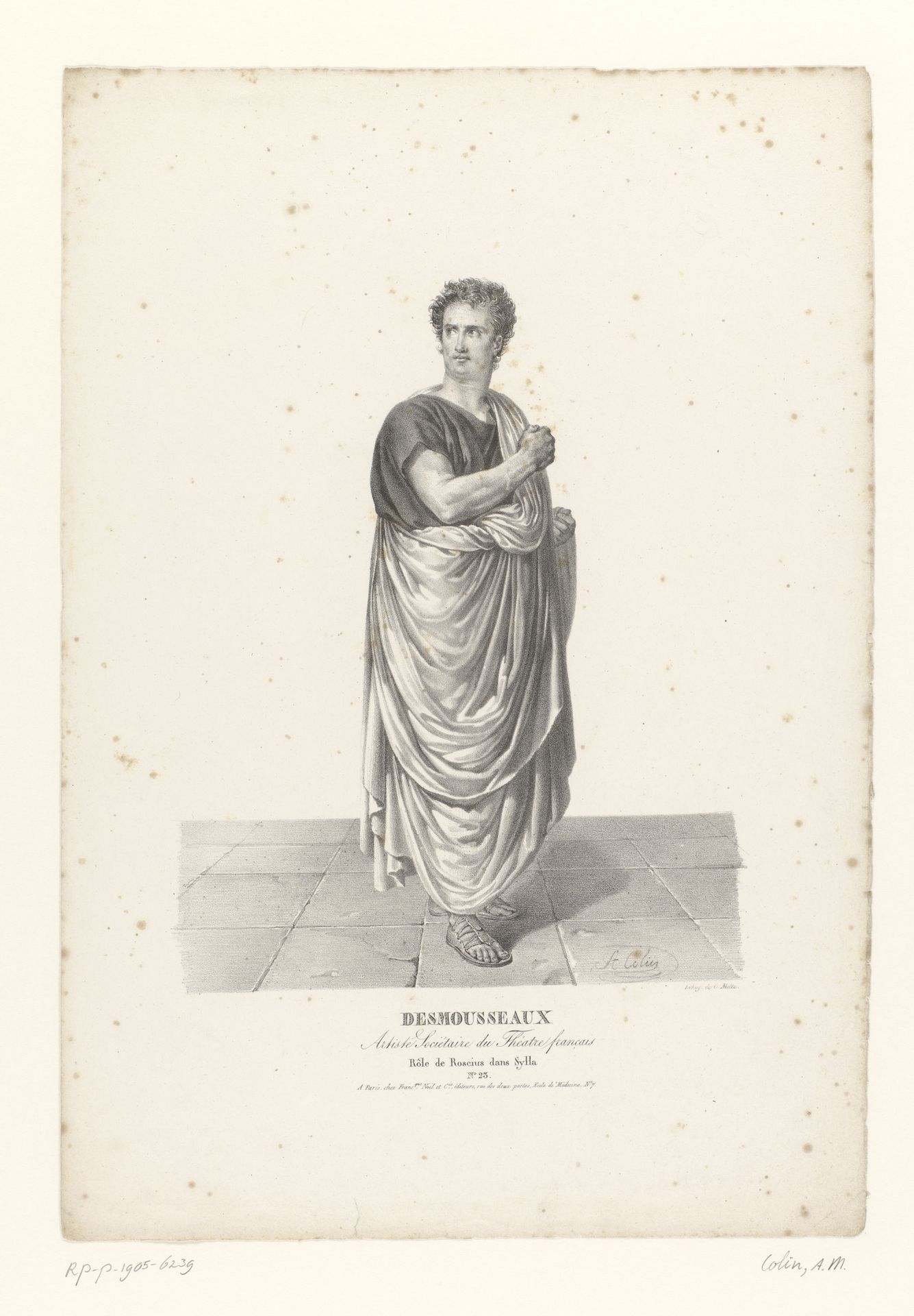 Portret van Desmousseaux als Roscius in de tragedie Sylla by Alexandre-Marie Colin