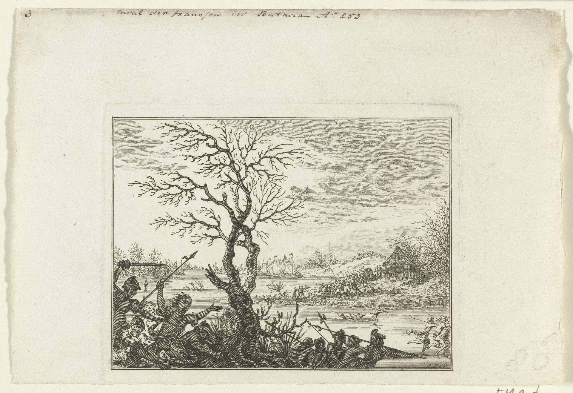 De Franken vallen het land van de Bataven binnen, 253 by Simon Fokke