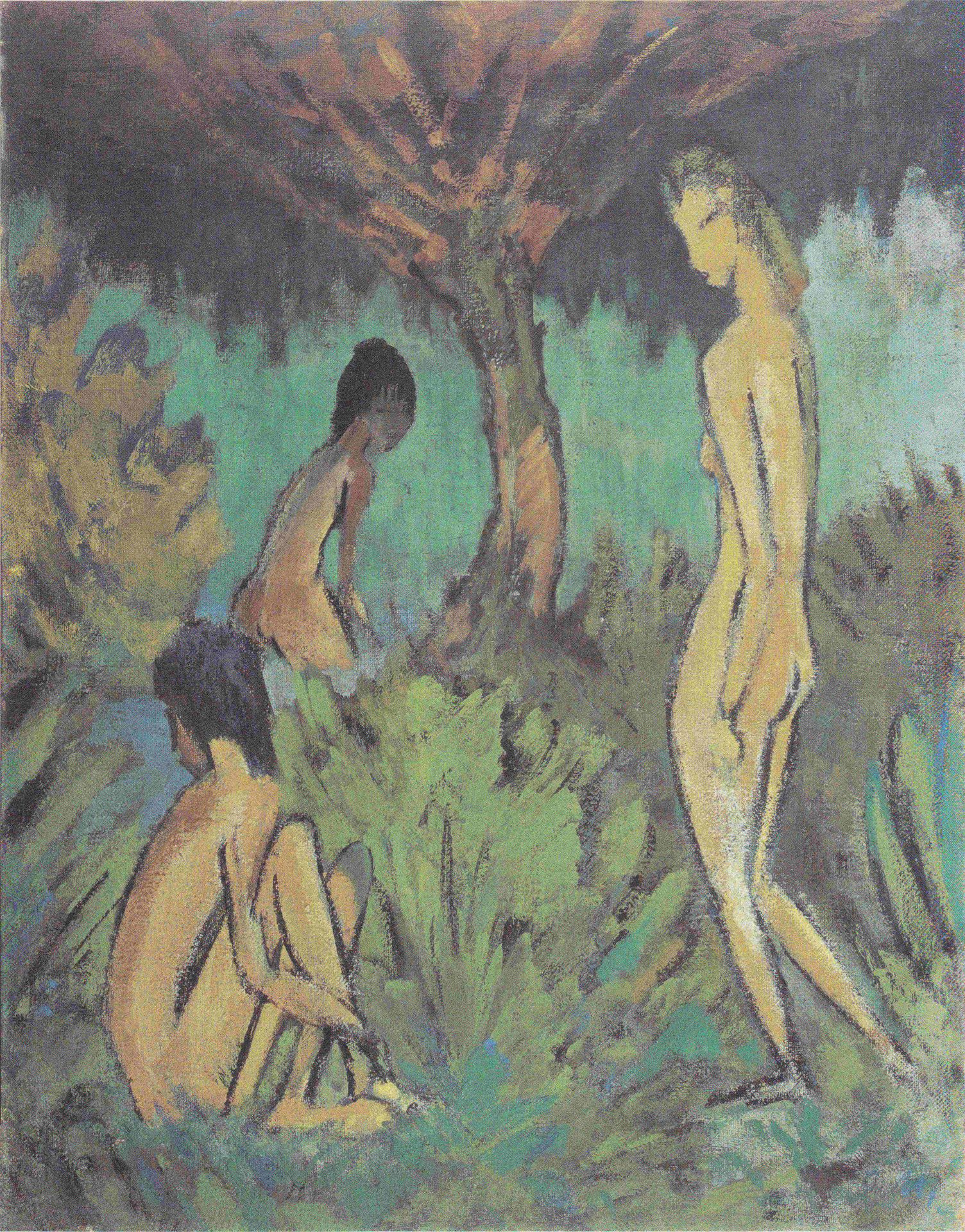 Drei Akte Unter Einem Baum by Otto Mueller