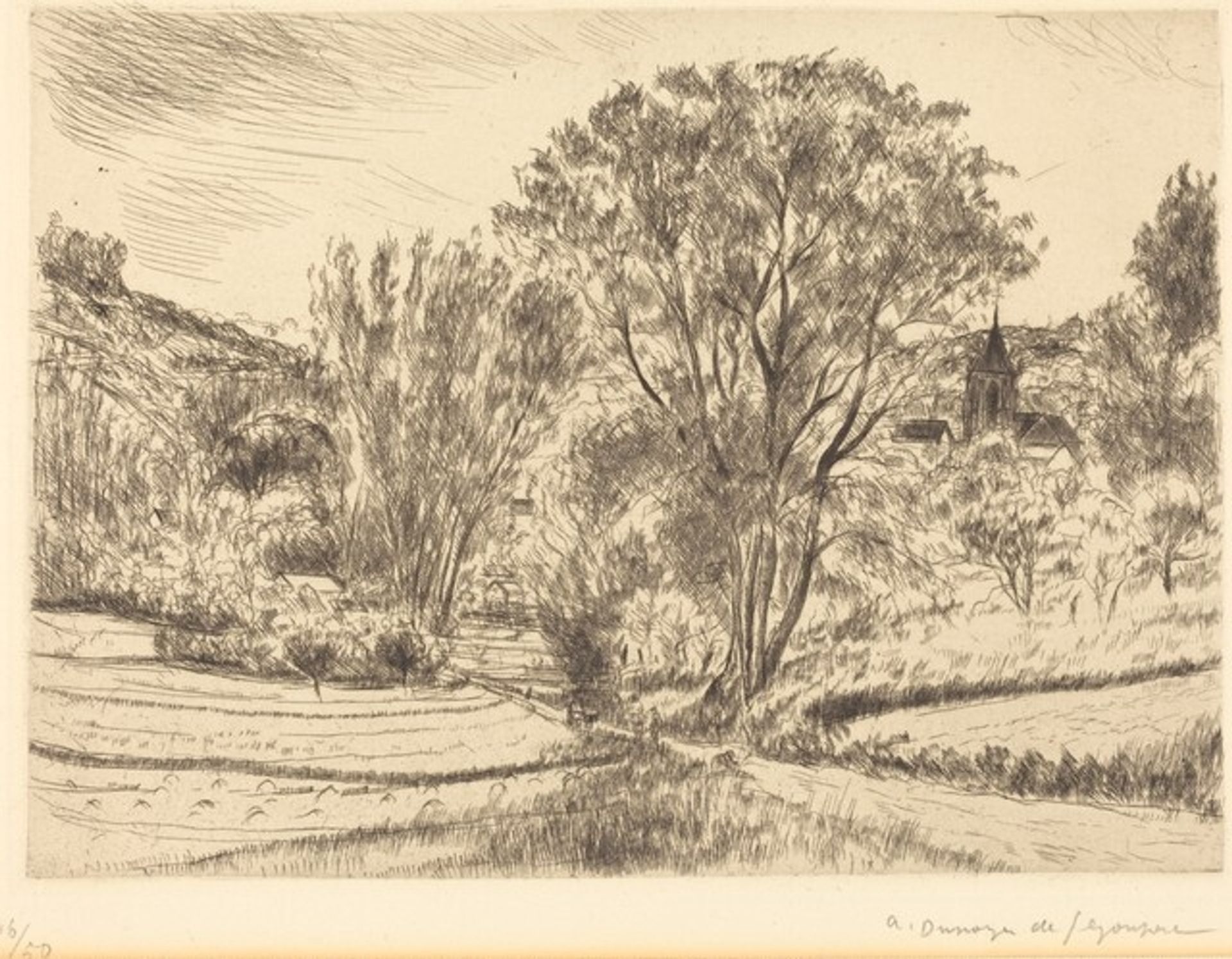 The Church at Villiers (L'Eglise de Villiers) by Andre Dunoyer de Segonzac