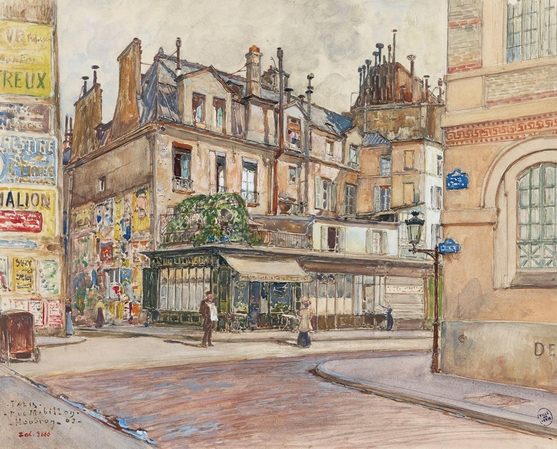 Angle rue Mabillon et rue Clément, en 1907. 5ème et 6ème arrondissements by Frédéric Houbron