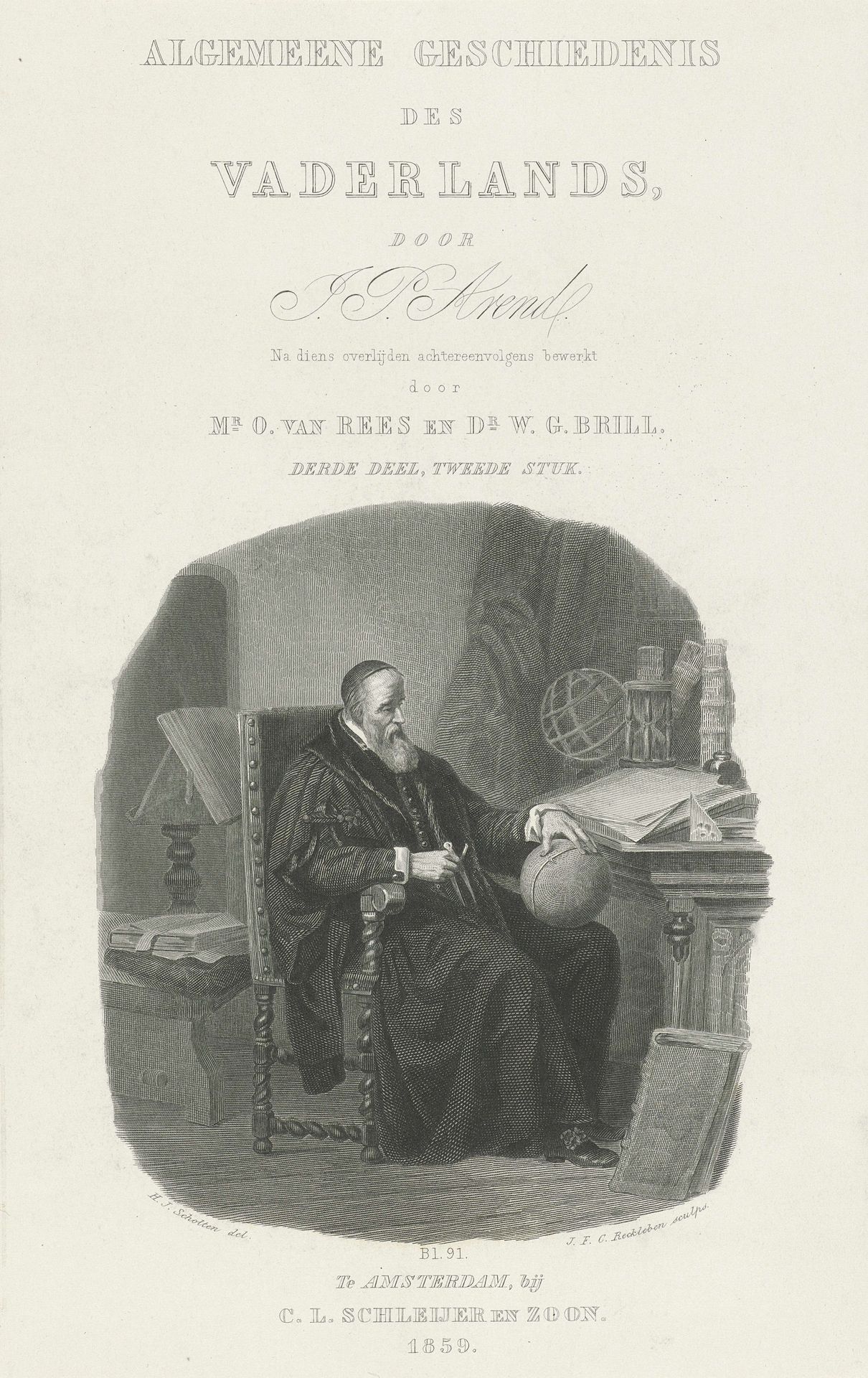 Titelpagina van 'Algemeene geschiedenis des vaderlands van de vroegste tijden tot op heden' by Jan Frederik Christiaan Reckleben