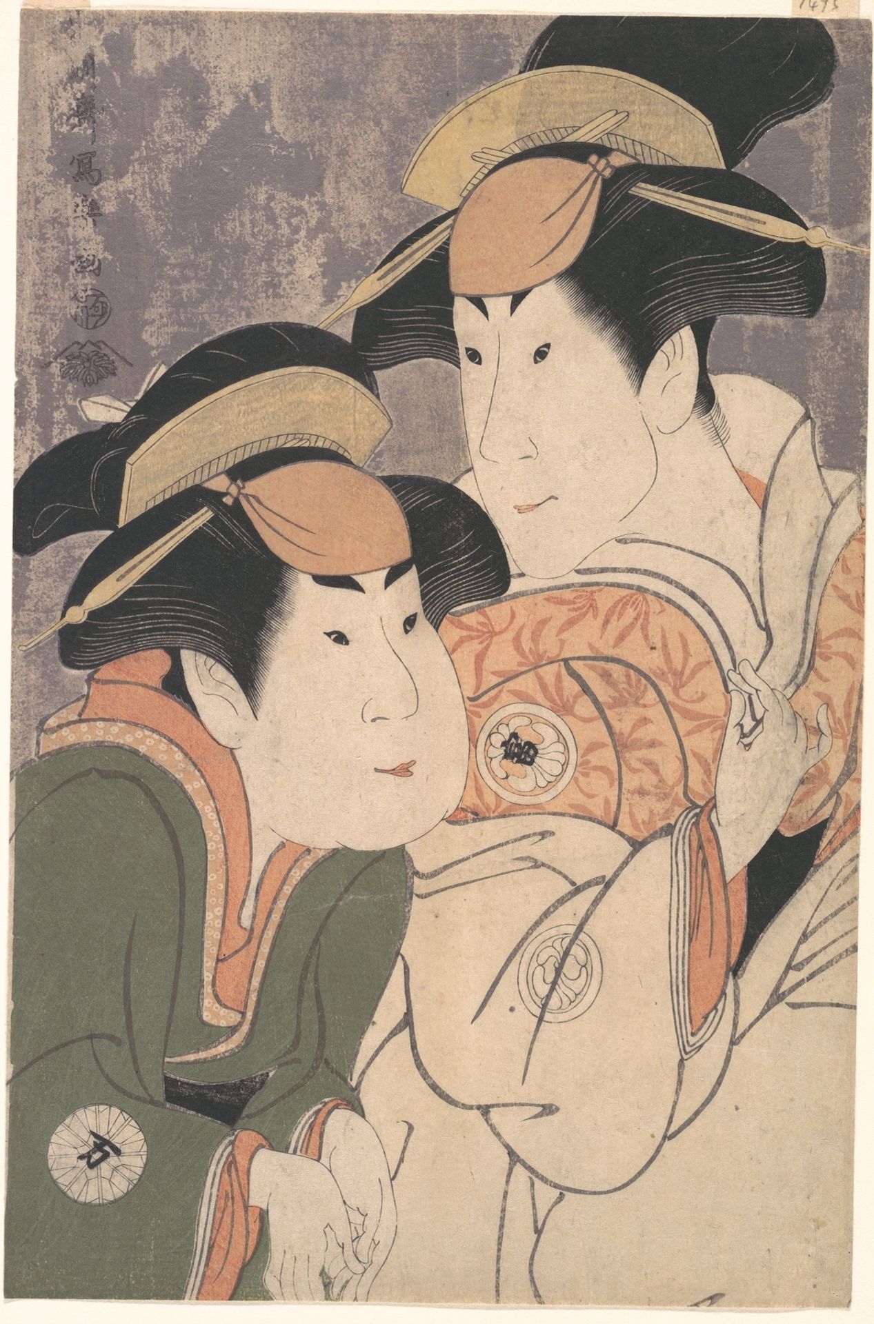 Segawa Tomisaburō II and Nakamura Manyo as Yadorigi and Her Maid Wakakusa in the Play "Hana Ayame Bunroku Soga" by Tōshūsai Sharaku