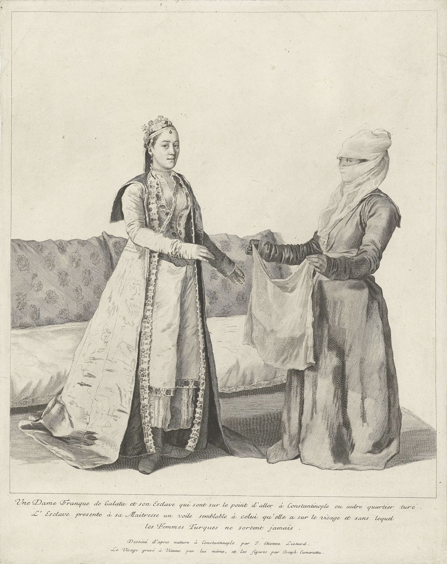 Vrouw in Galata krijgt een sluier by Jean-Étienne Liotard