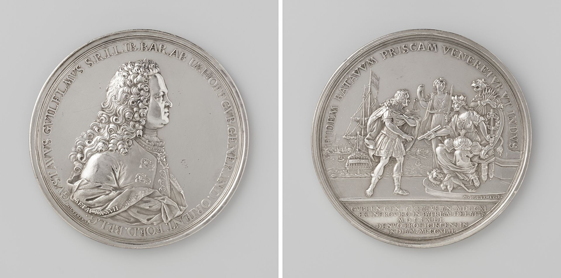 Gustaaf Willem, baron van Imhoff, gouverneur-generaal van Nederlands-Indië vertrekt uit Amsterdam by Martin Holtzhey
