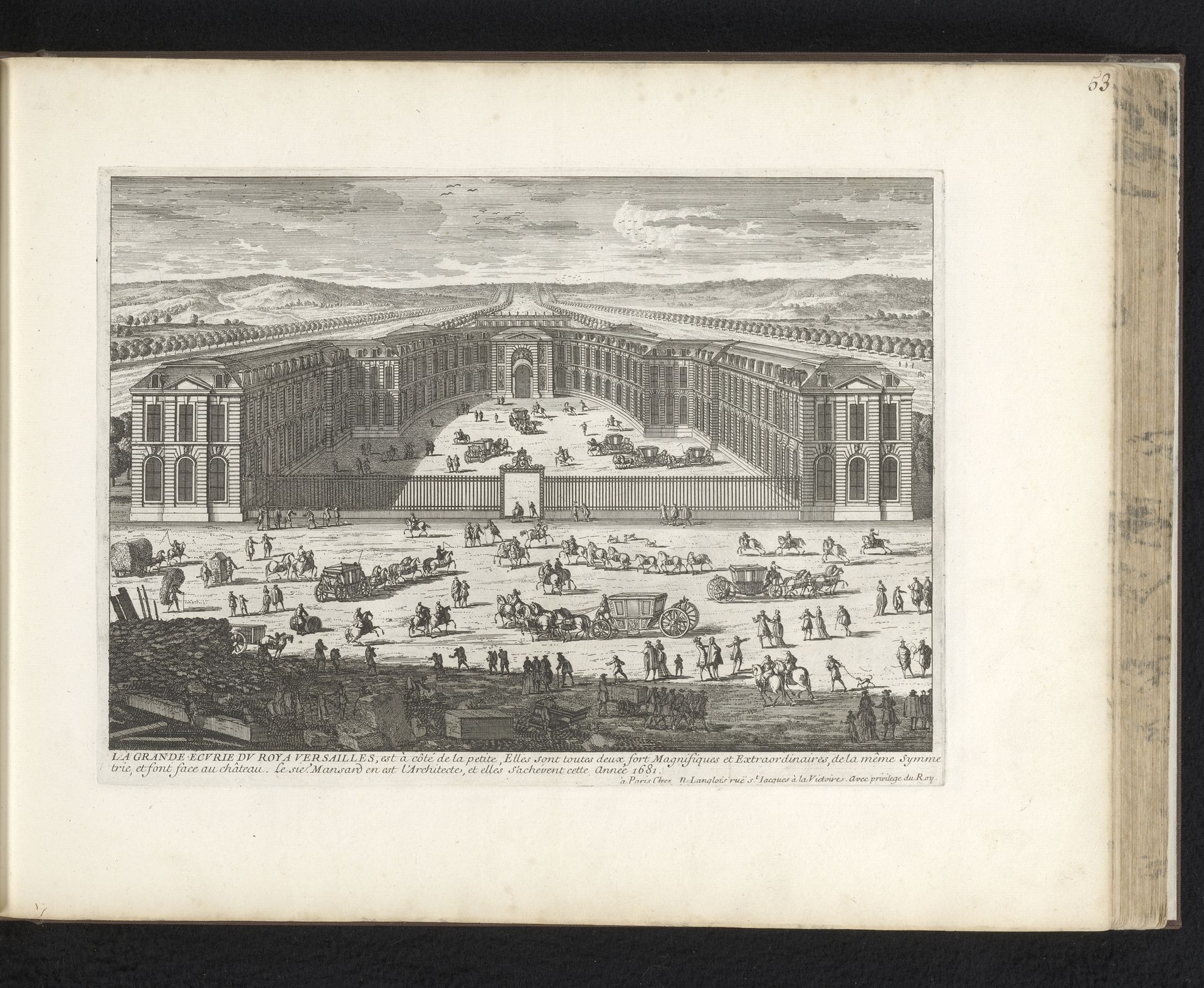 Gezicht op de stallen van Versailles by Adam Perelle