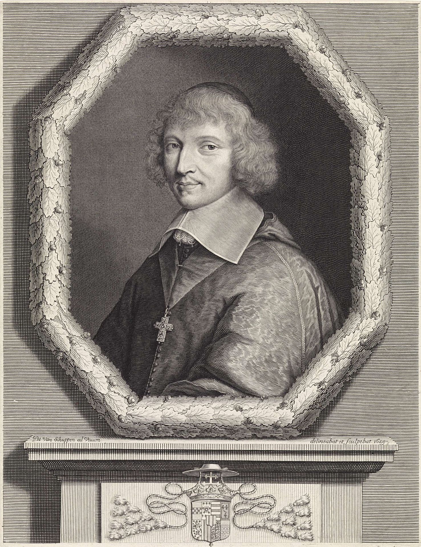 Portret van de Parijse aartsbisschop François Harlay de Champvallon, naar het leven getekend by Pieter van Schuppen