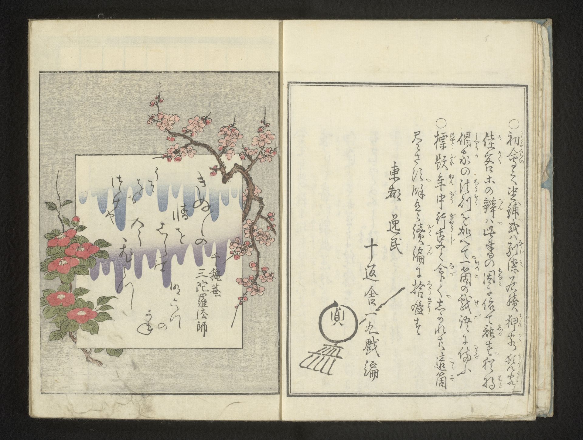 Gedicht met voorjaarsbloemen by Kitagawa Utamaro