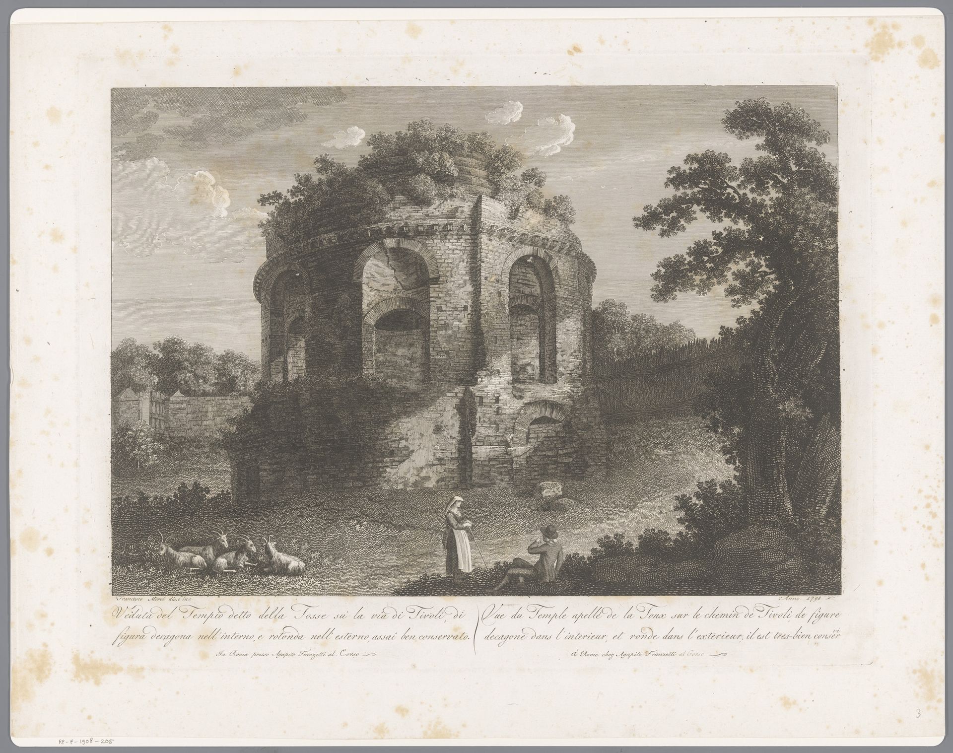 Gezicht op de Tempio della Tosse by François Morel