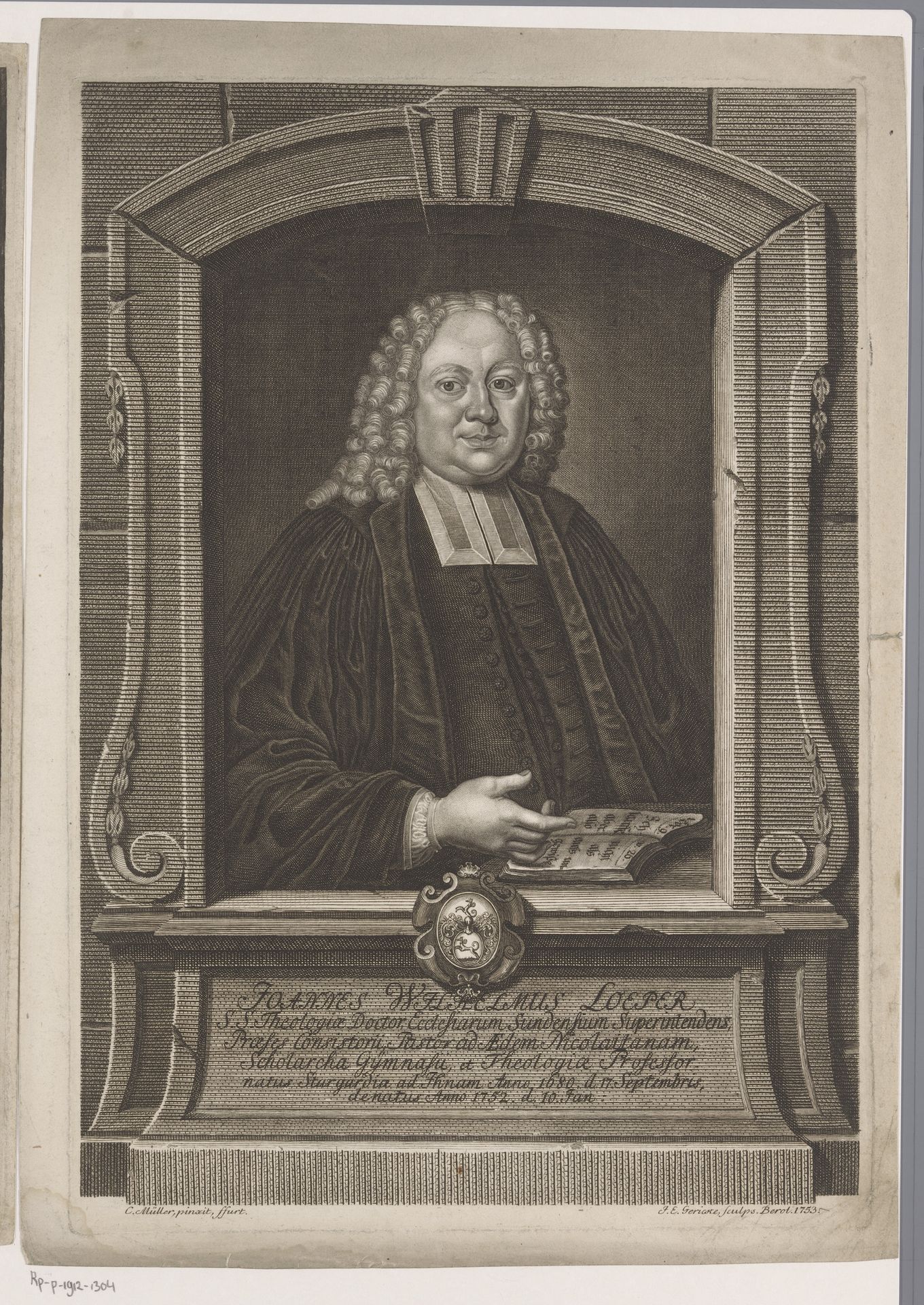 Portret van Johann Wilhelm Löper by Johann Ernst Gericke