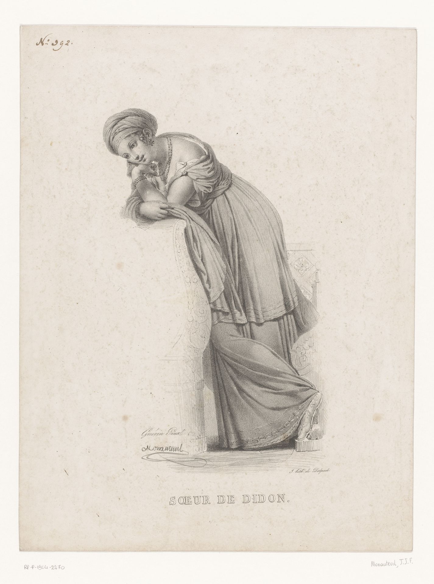 Portret van Anna, de zuster van Dido by Jean Jacques François Monanteuil