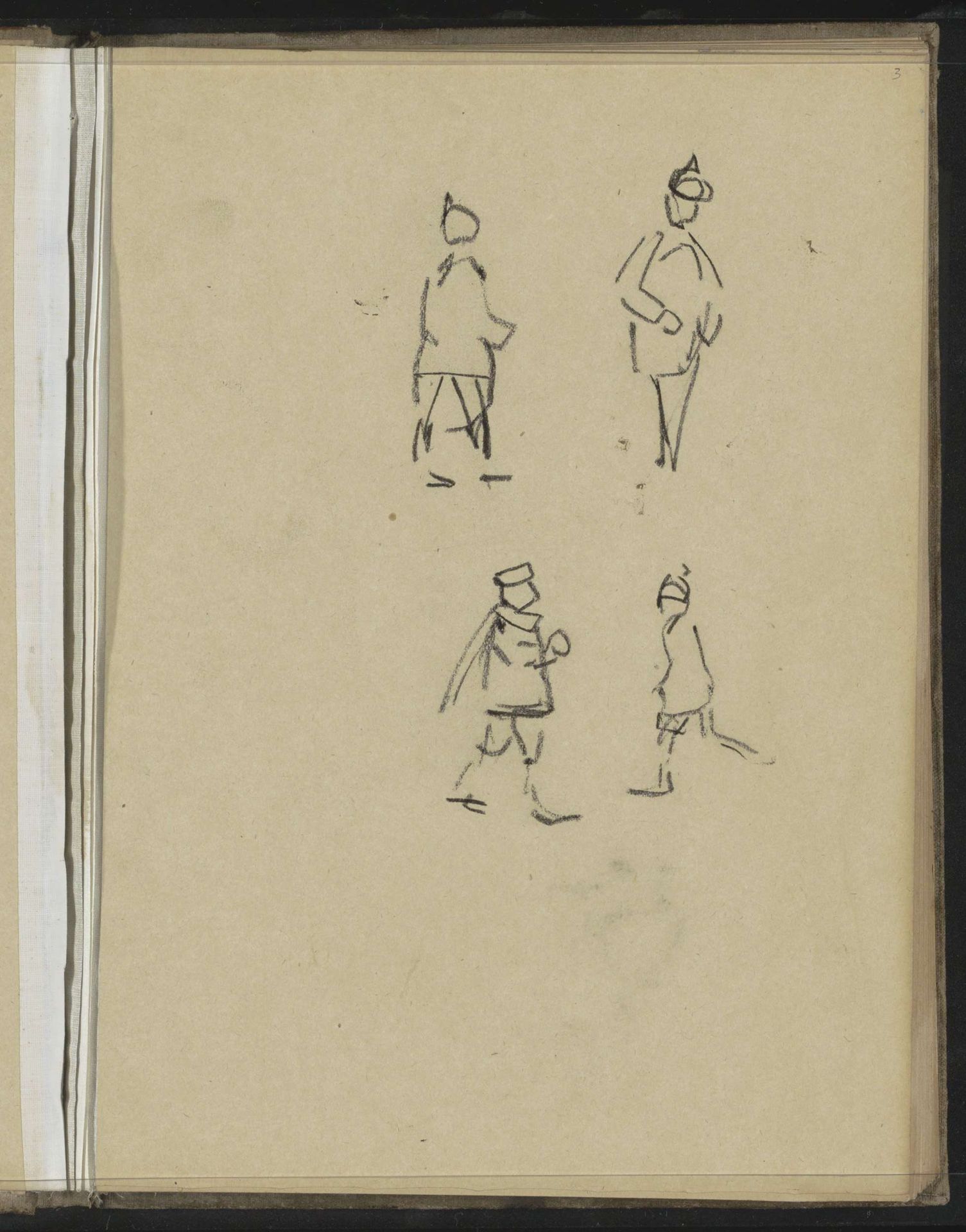 Studieblad met vier figuren by Willem Witsen