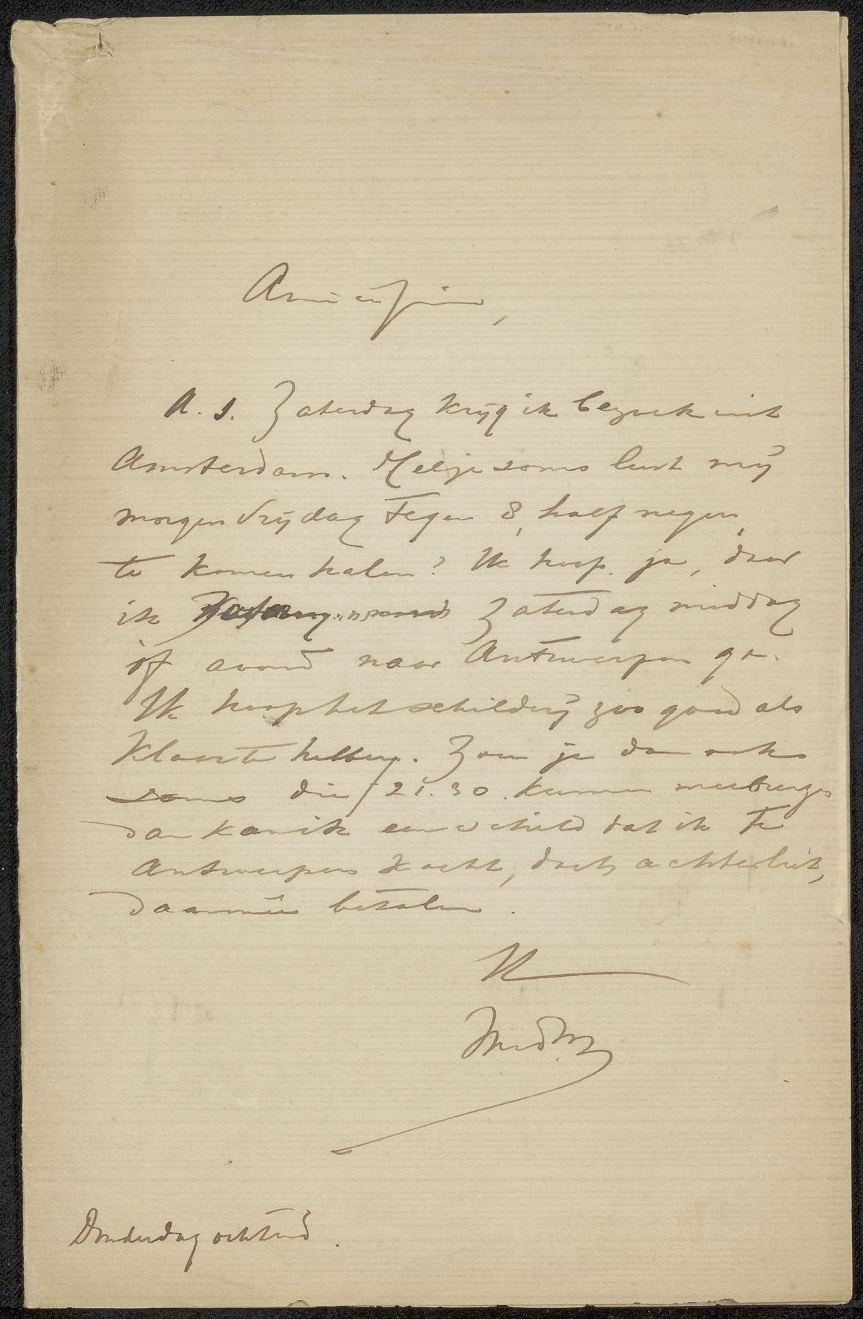 Brief aan Philip Zilcken by Marinus van der Maarel