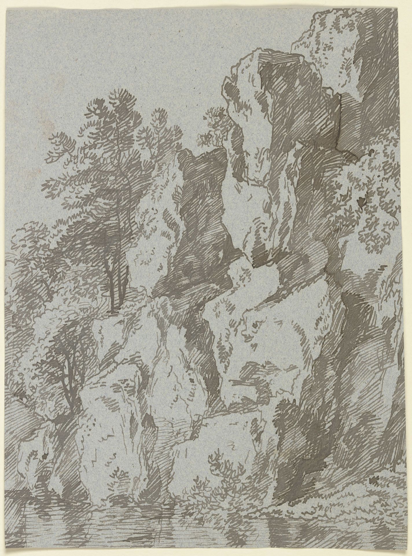 Zerklüftete Felswand an einem Gewässer by Franz Kobell