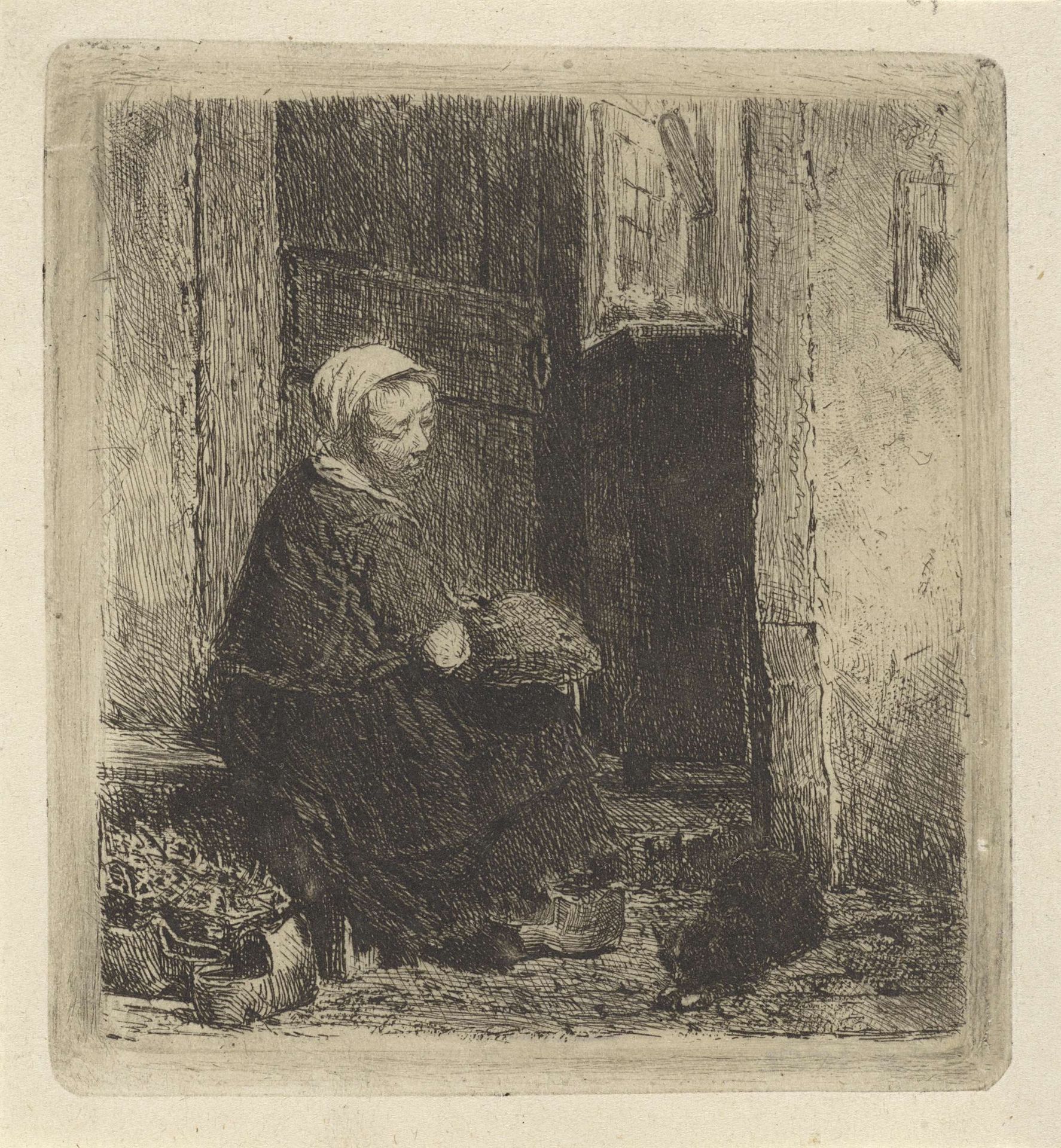 Vrouw met een kat by Hendrik Jacobus Scholten
