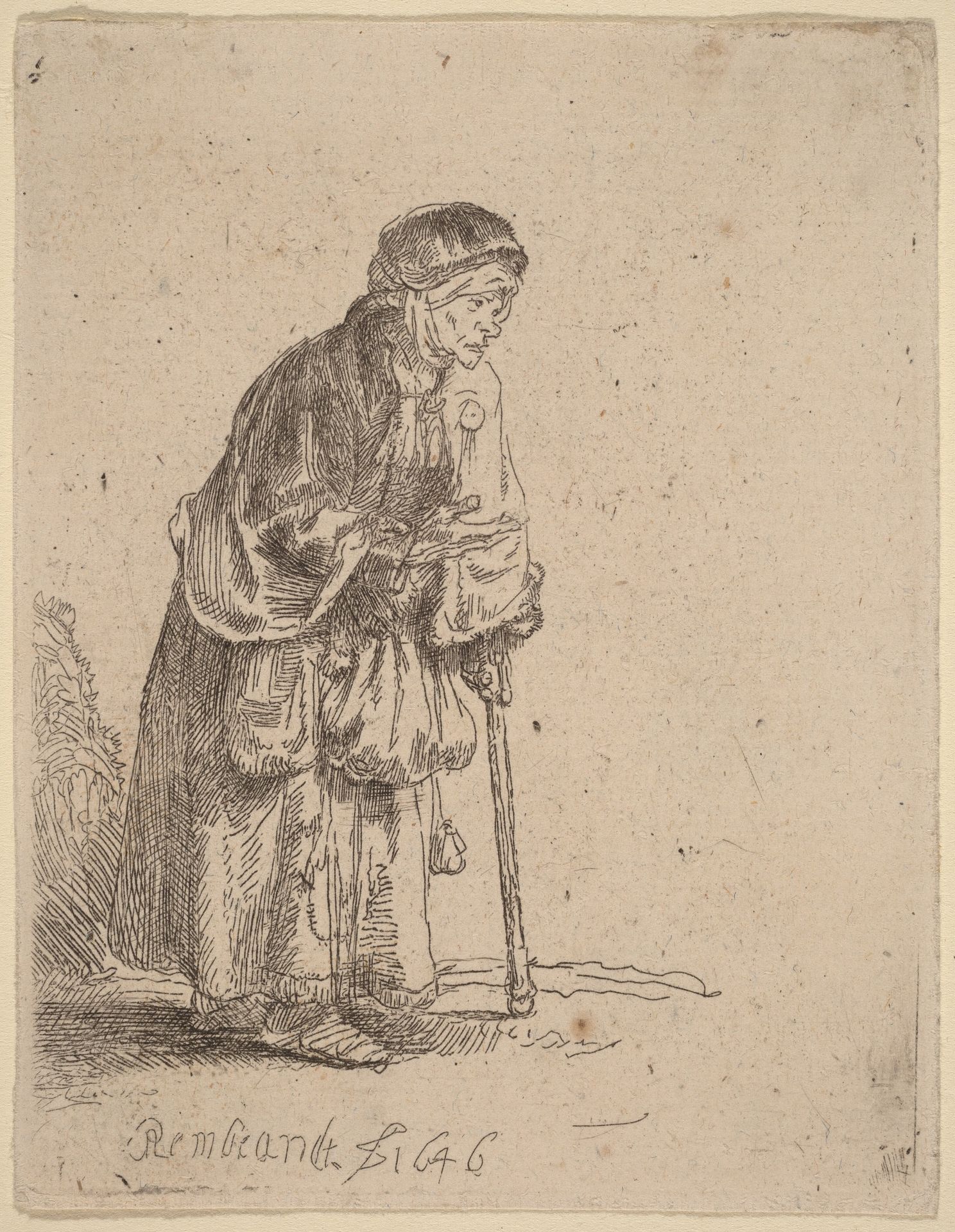 Beggar Woman Leaning on a Stick by Rembrandt van Rijn