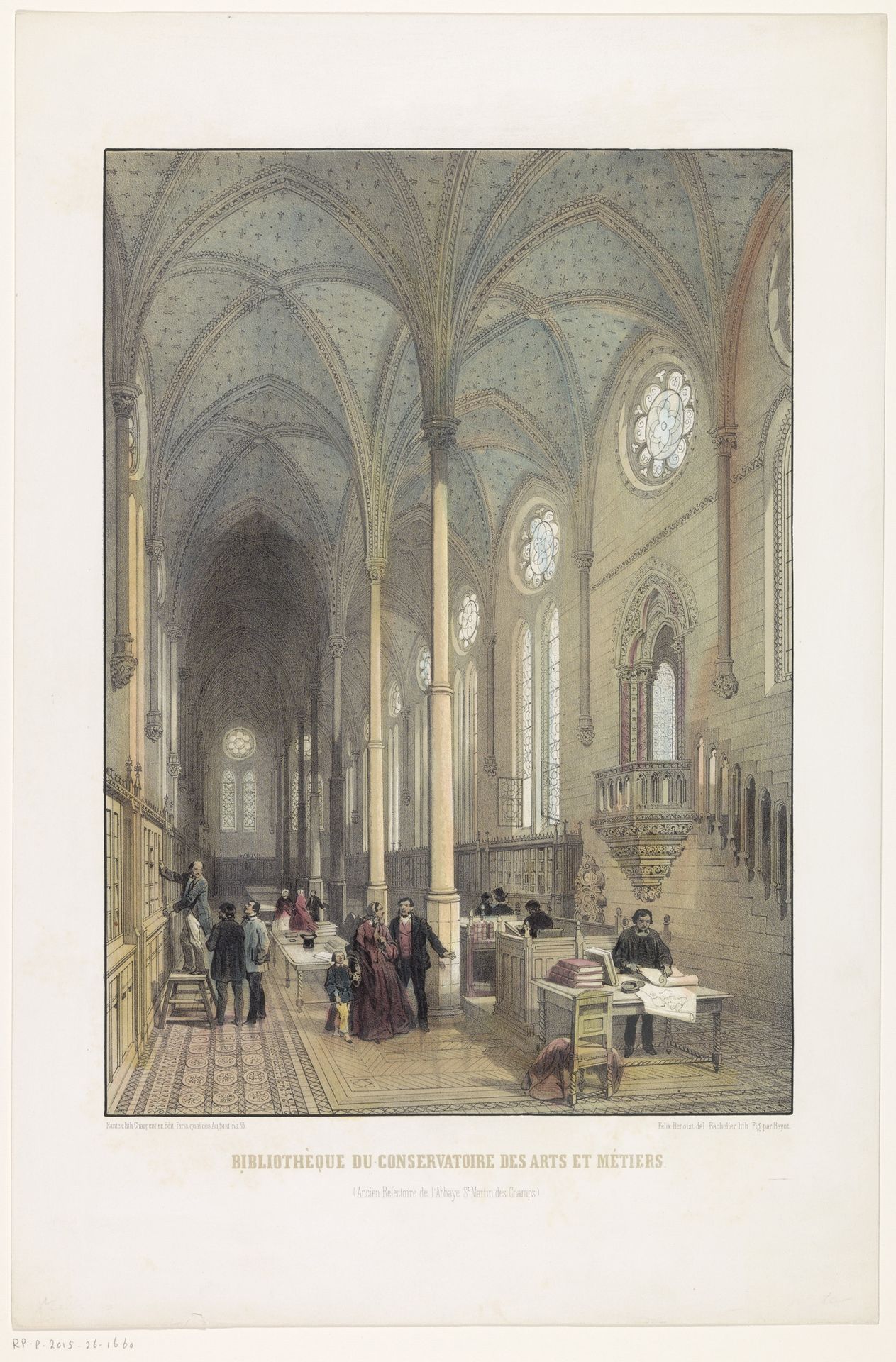 Interieur van de Bibliothèque du conservatoire des arts et métiers by Charles-Claude Bachelier