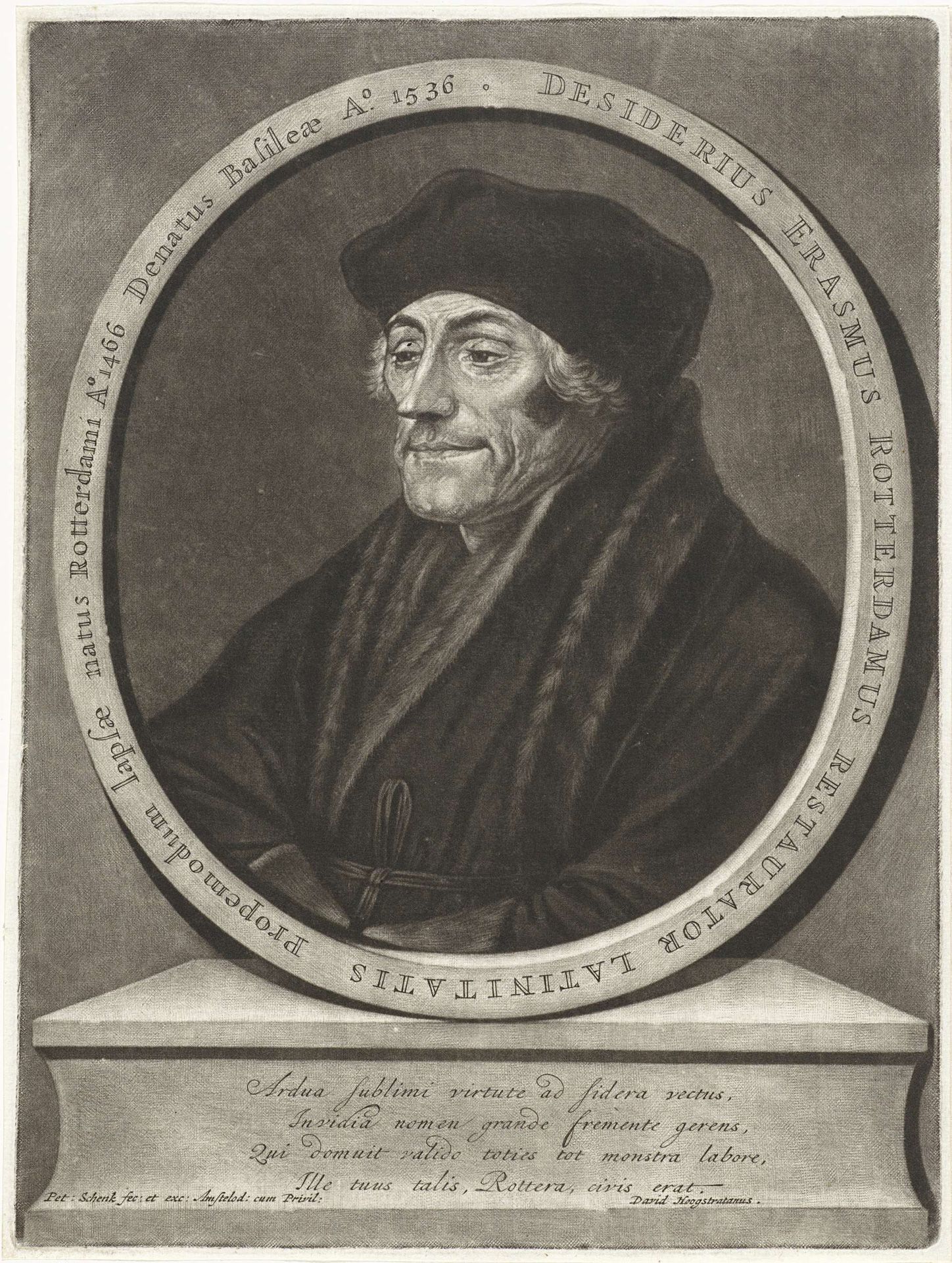 Portret van Desiderius Erasmus by Pieter Schenk