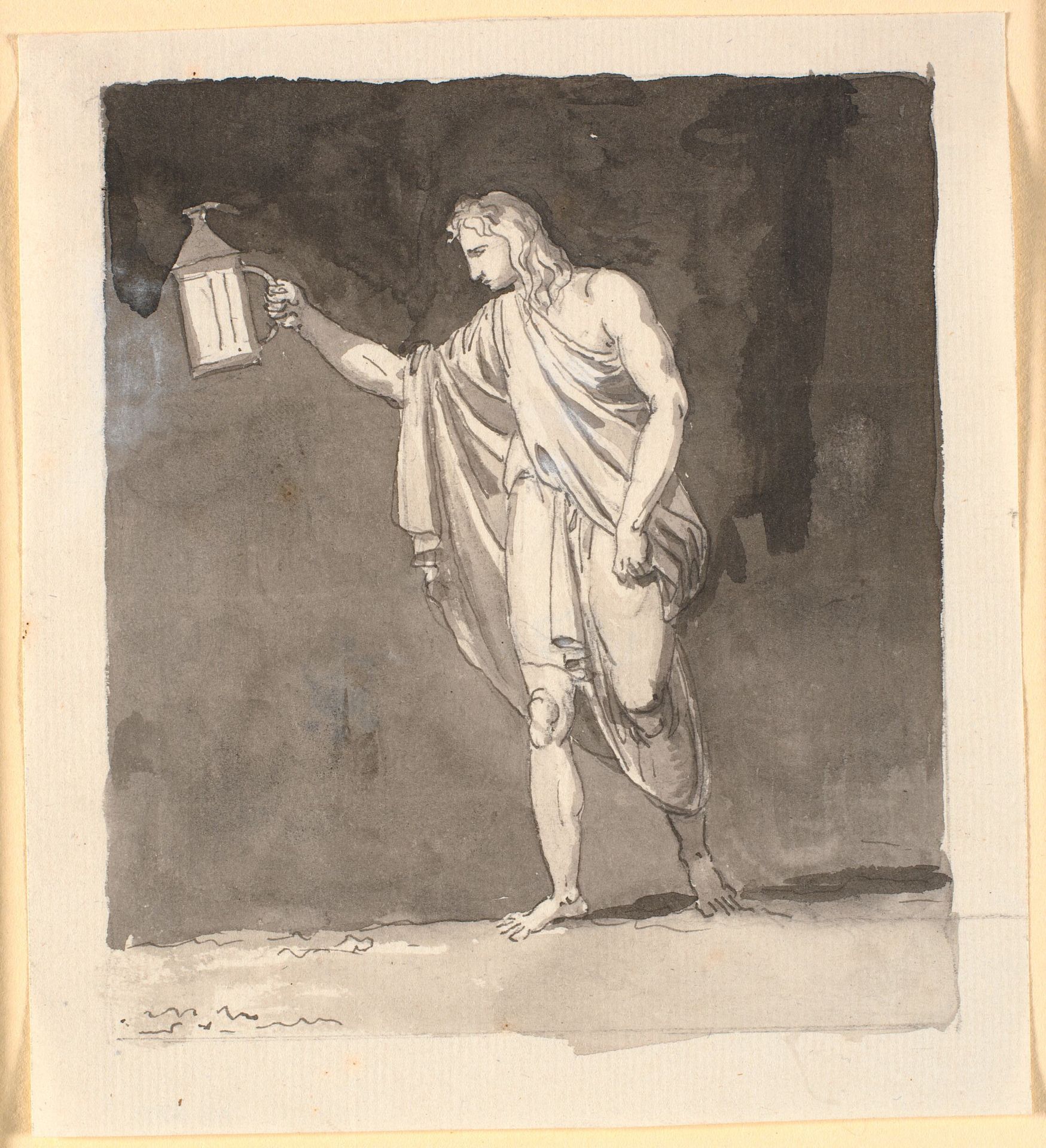 Diogenes der lyser i mørket med en lygte by Nicolai Abildgaard