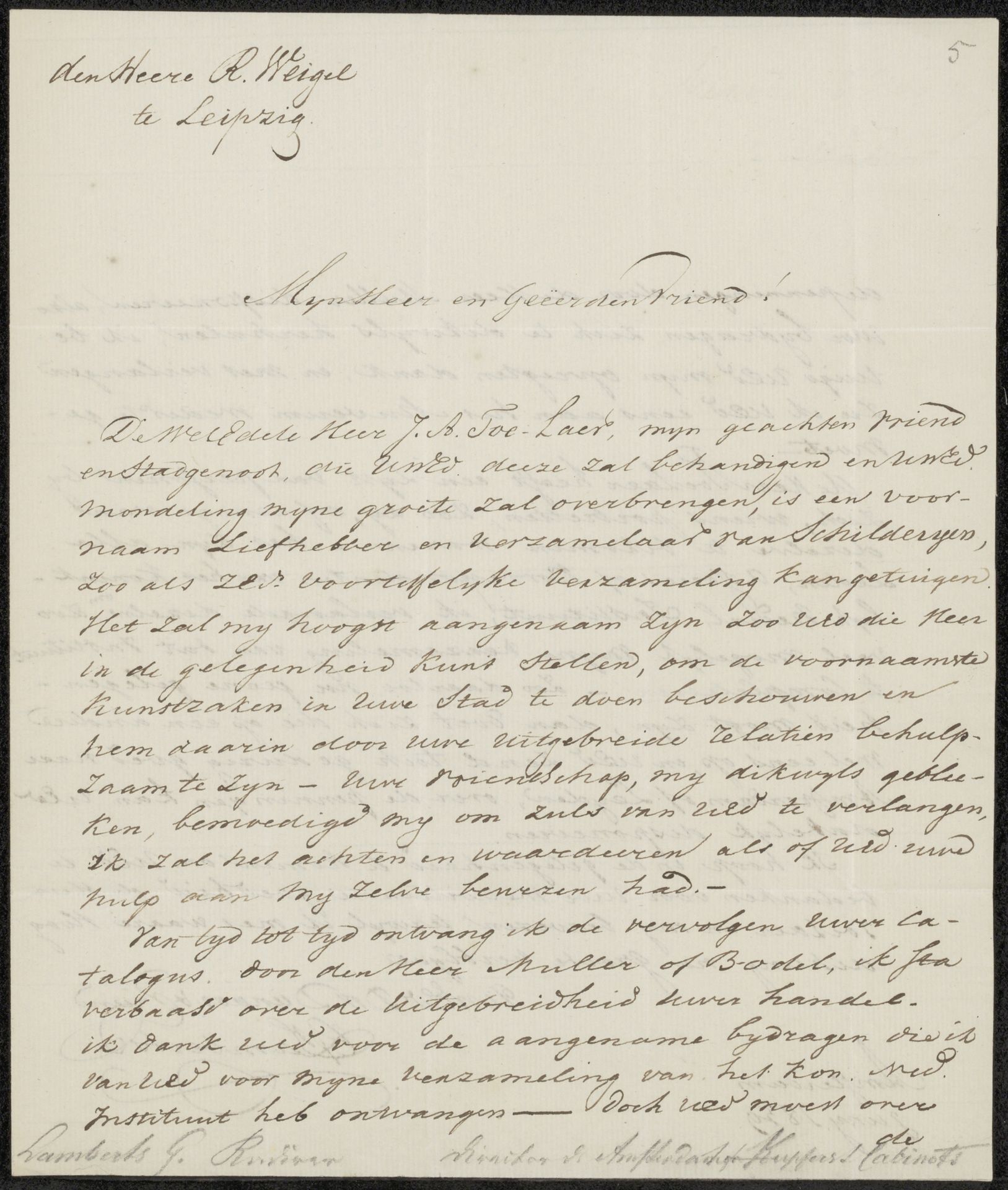 Brief aan Rudolph Weigel by Gerrit Lamberts