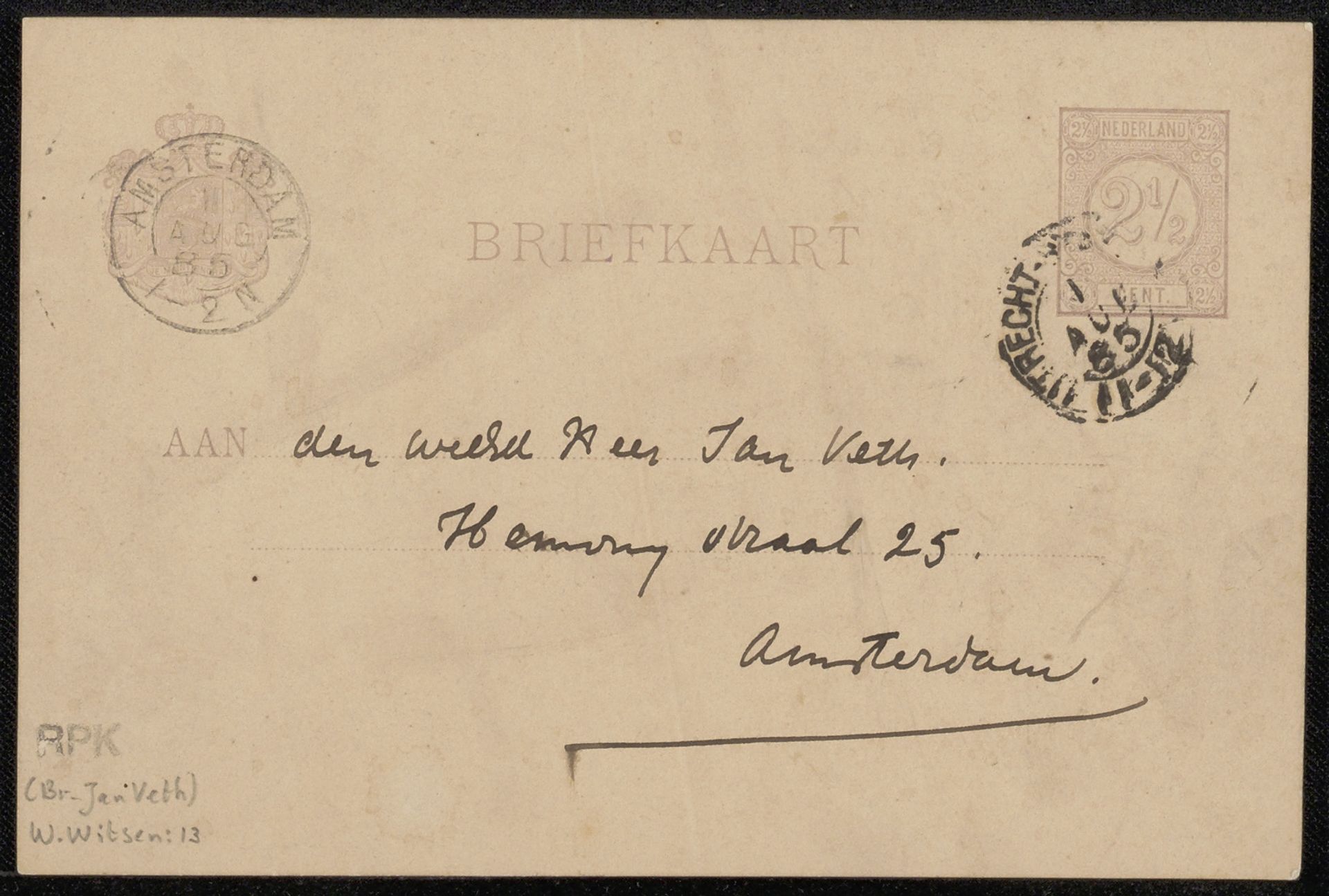 Briefkaart aan Jan Veth by Willem Witsen