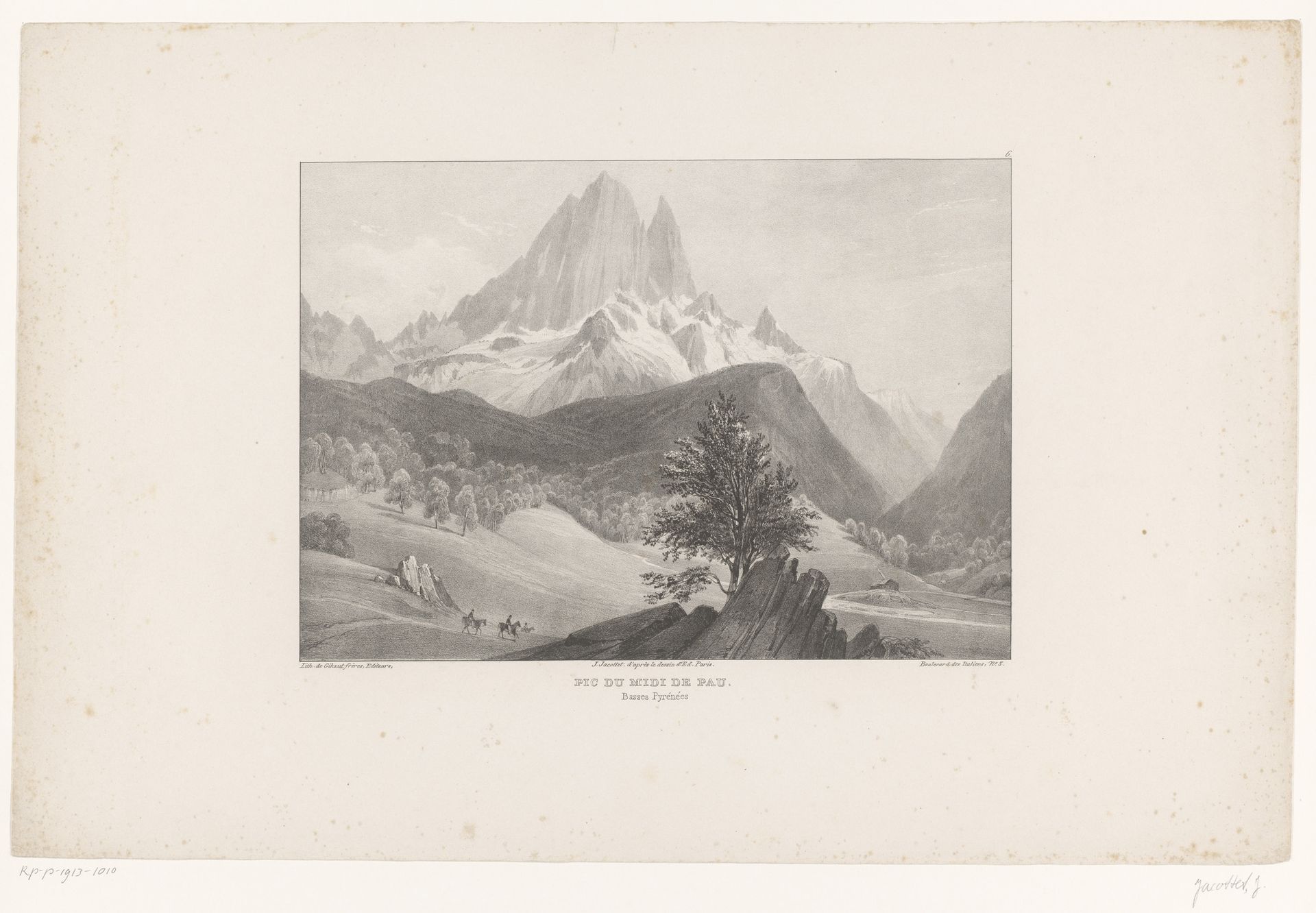 Zicht op de Pic du Midi d'Ossau by Louis-Julien Jacottet