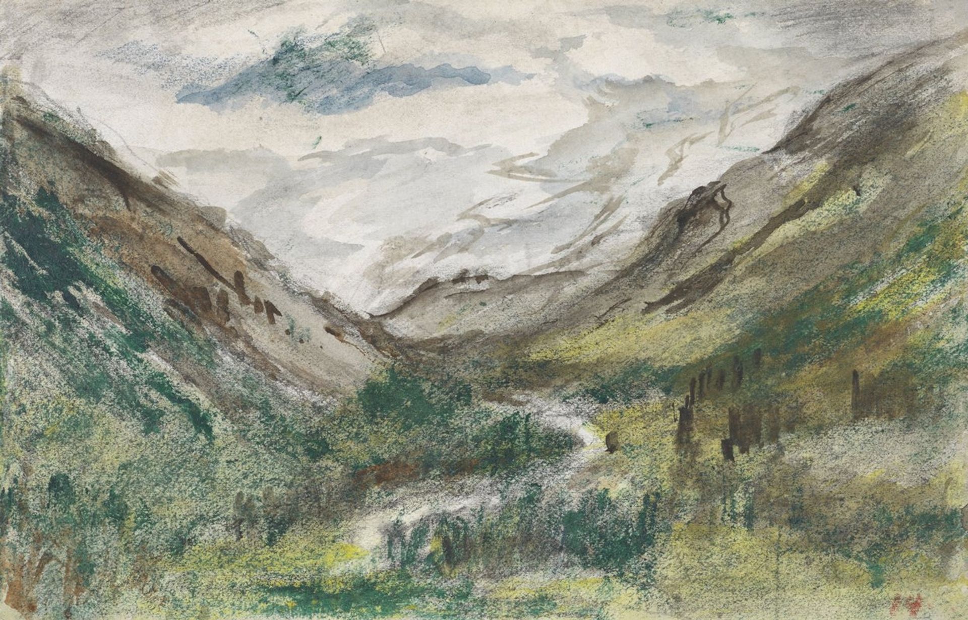 Dal met begroeide bergen by Jozef Israëls