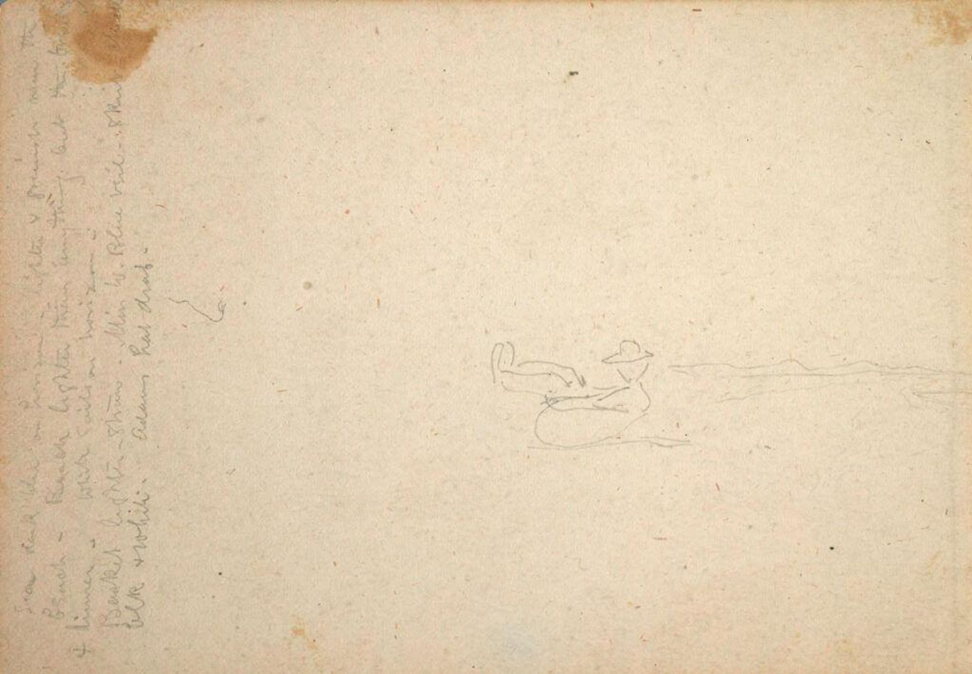 Partial Rockaway Beach Scene; verso: Two Caricatured Faces by Sanford Robinson Gifford
