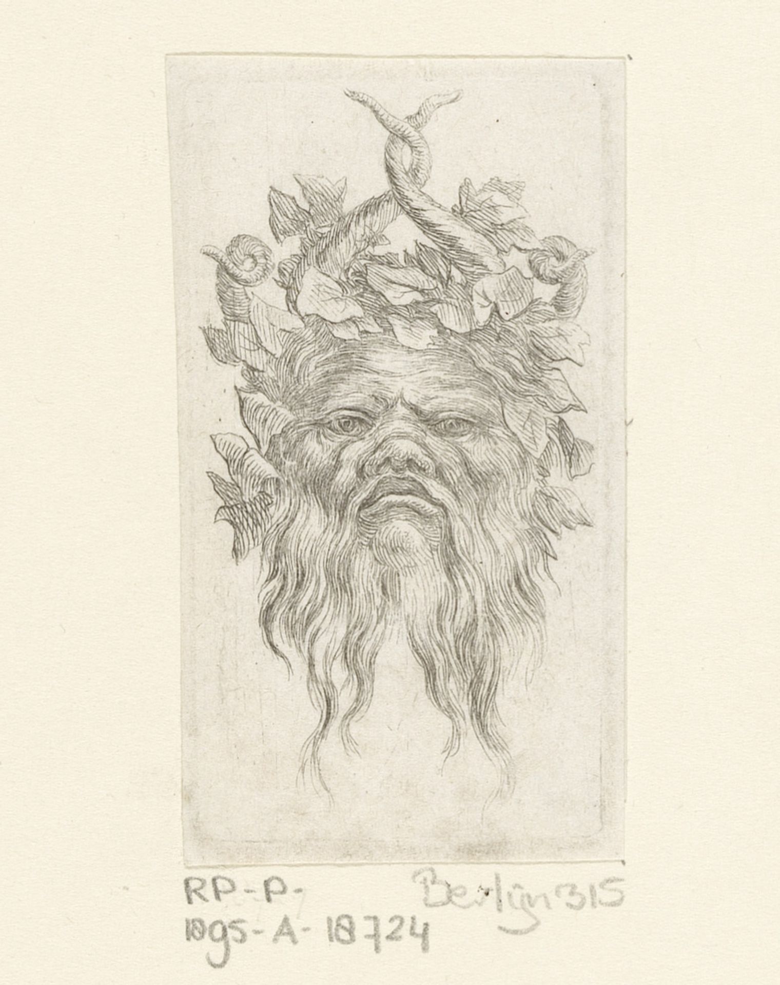 Masker met hoorns en laurierkrans by François Chauveau