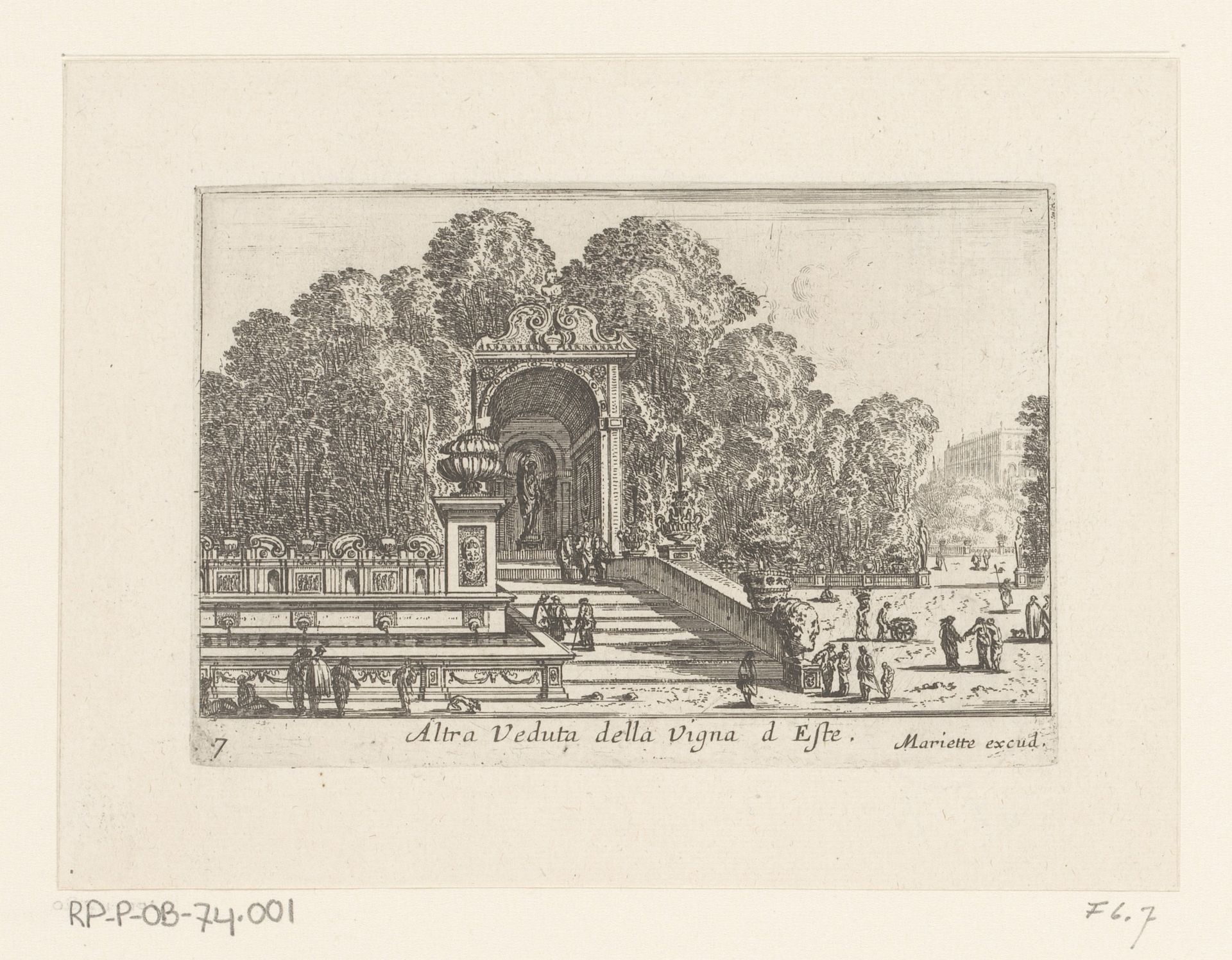 Gezicht op de tuinen van Villa d'Este by Israel Silvestre