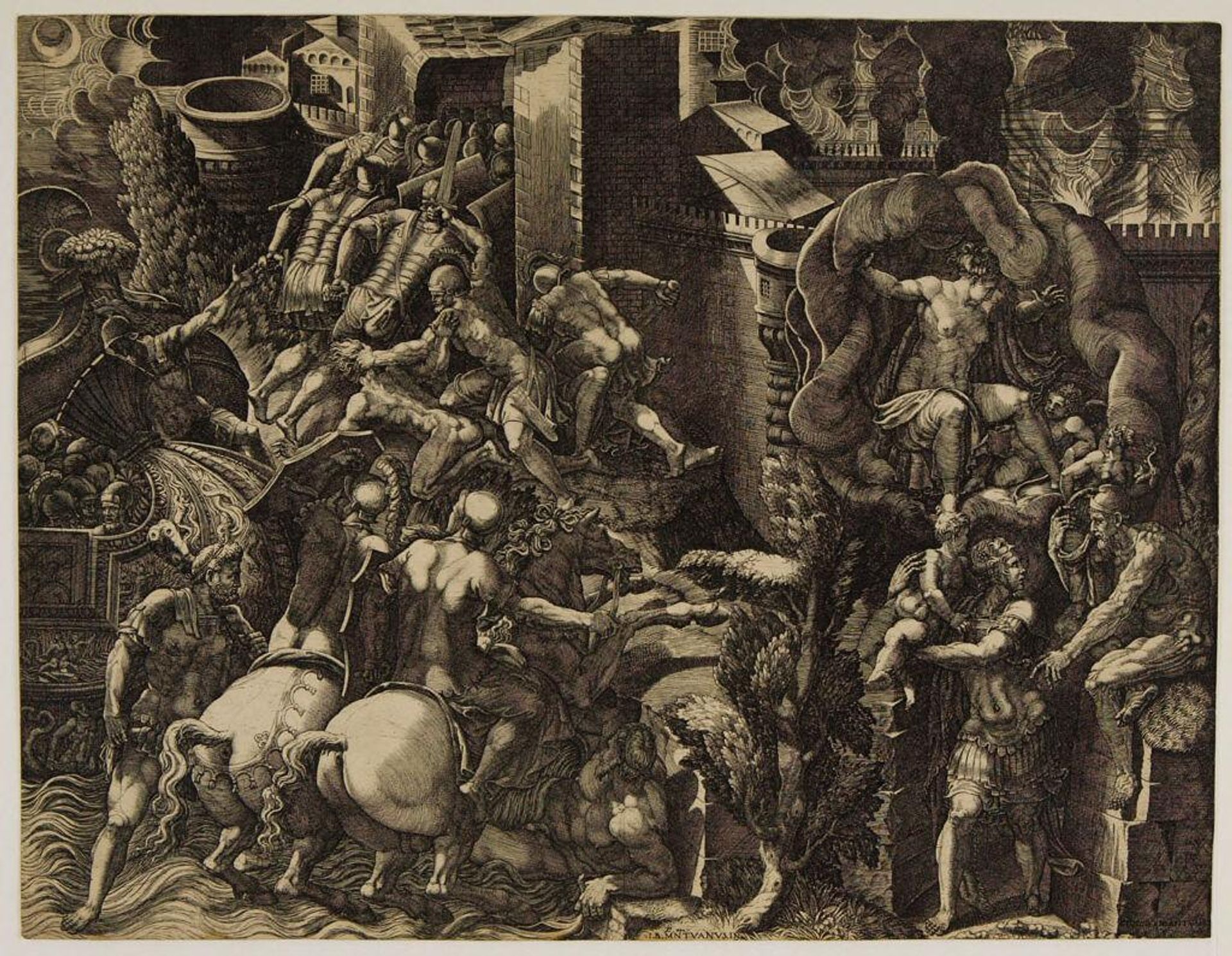 The Fall of Troy and the Escape of Aeneas by Giorgio Ghisi
