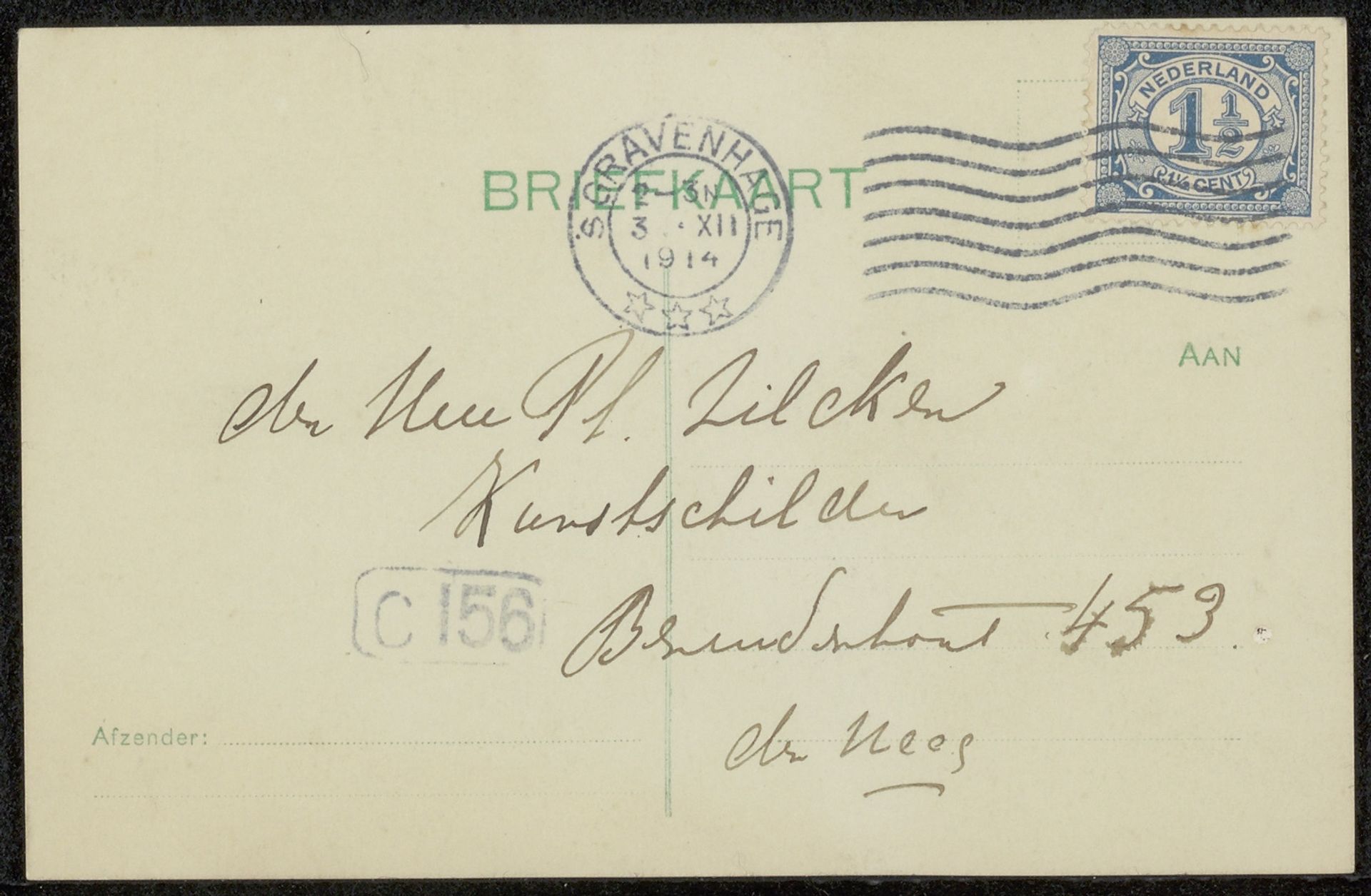 Briefkaart aan Philip Zilcken by Barbara Elisabeth van Houten