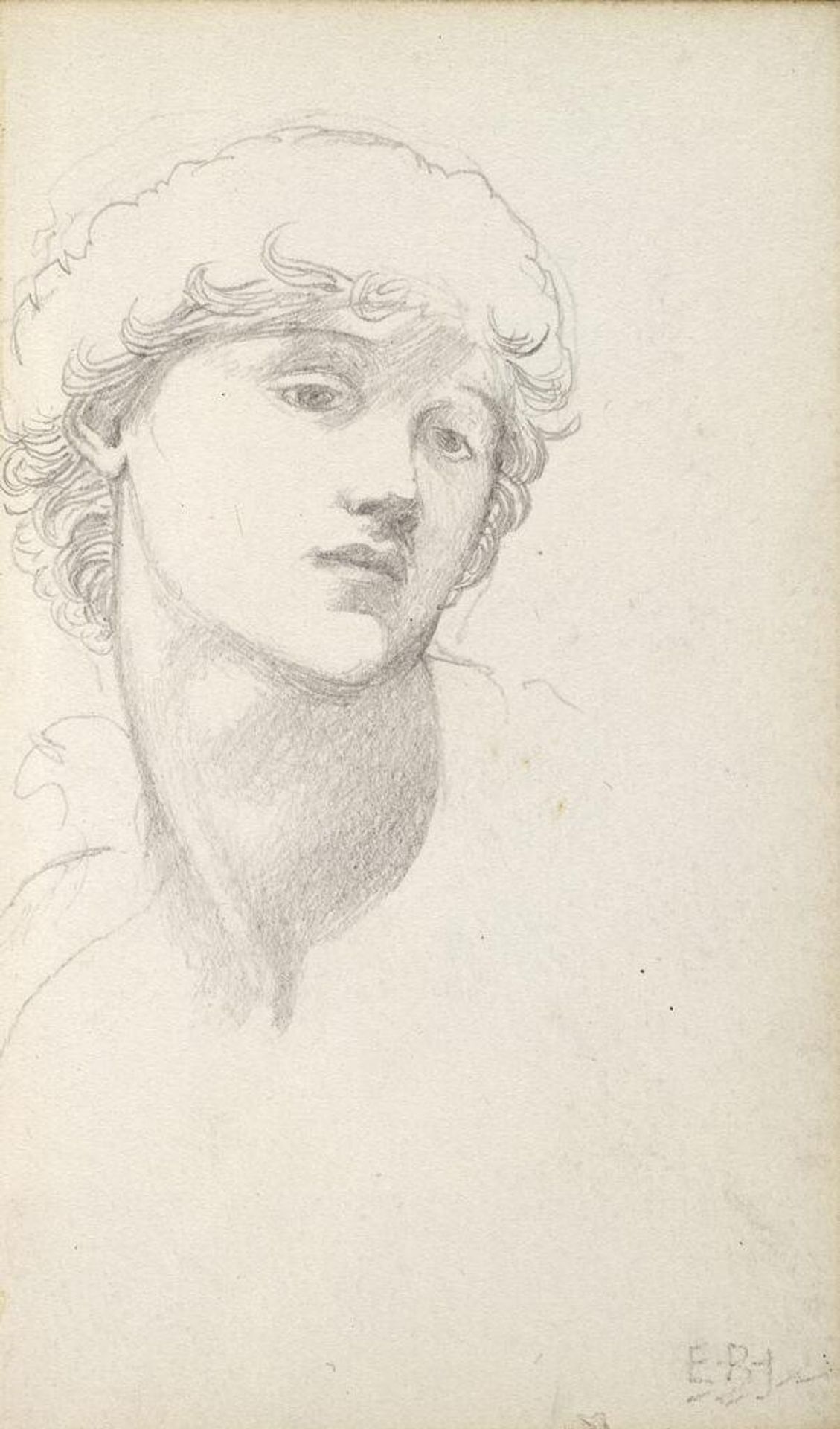 Male Head; verso: Male Head by Edward Burne-Jones