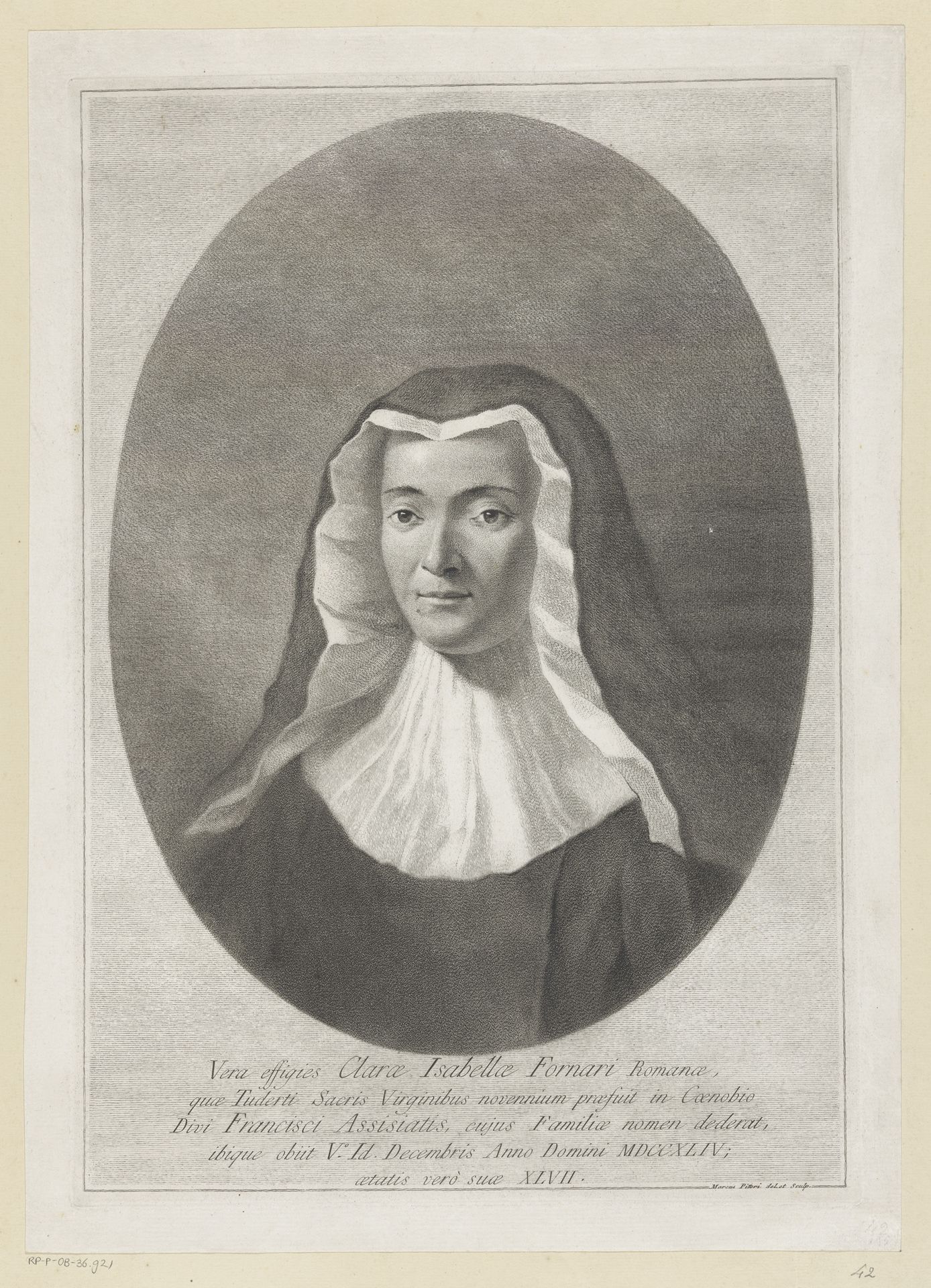 Portret van Clara Isabella Fornari by Giovanni Marco Pitteri