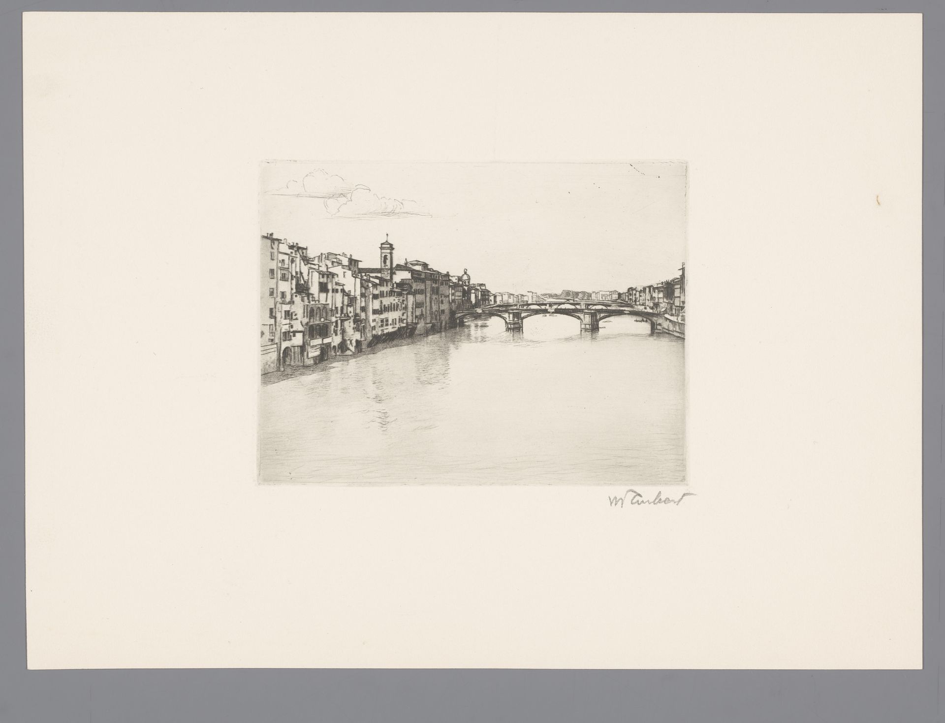 Gezicht op Florence vanaf de Arno by Guglielmo Taubert