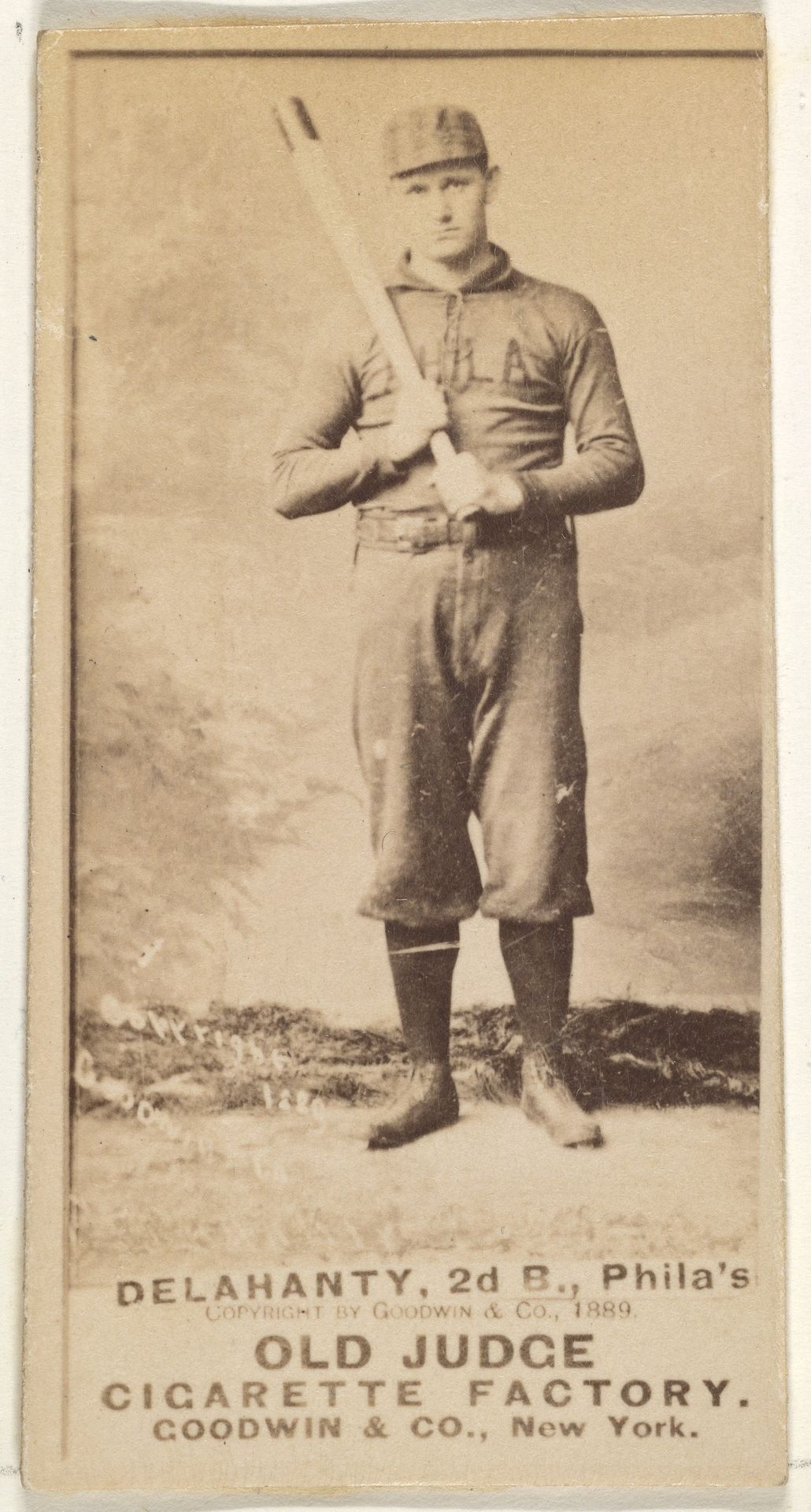 Edward James "Big Ed" Delahanty, 2nd Base, Philadelphia, from the Old Judge series (N172) for Old Judge Cigarettes by Goodwin & Company